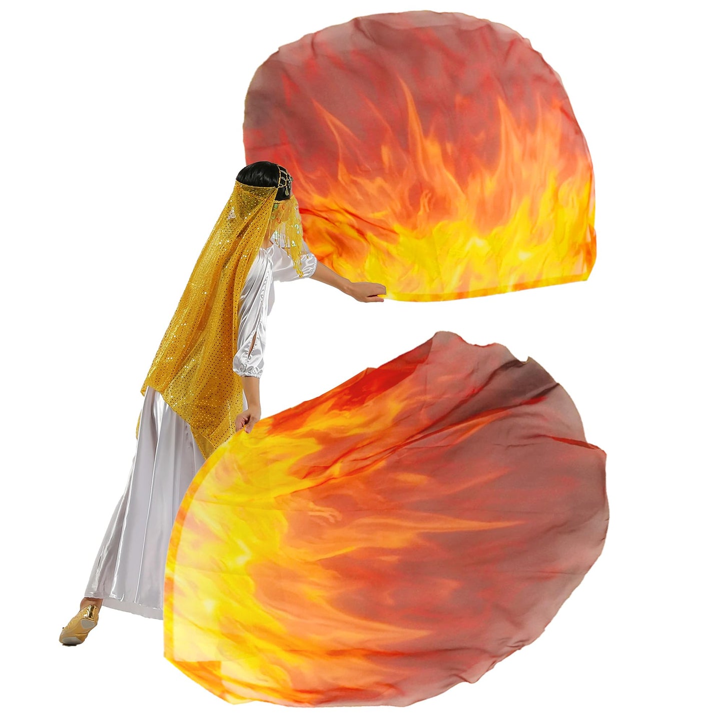 MUNAFIE Worship Flags for Church Set with 2 Flex Rods Praise Dance Flags for Worship Flexi-rods banderas de danza cristiana (Fire)