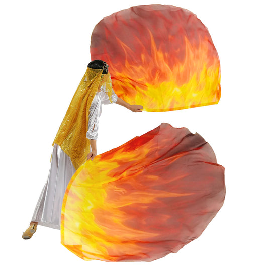MUNAFIE Worship Flags for Church Set with 2 Flex Rods Praise Dance Flags for Worship Flexi-rods banderas de danza cristiana (Fire)