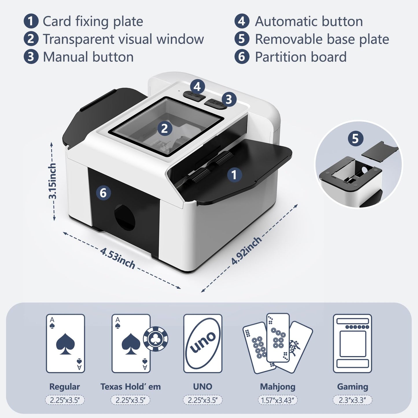 Automatic Card Shuffler 2 Decks, Beedove Rechargeable Electric Shuffling Machine with AUTO & Manual Mode, Low Noise, Portable Shuffler Machine for Poker, UNO, Blackjack, Home Card Games