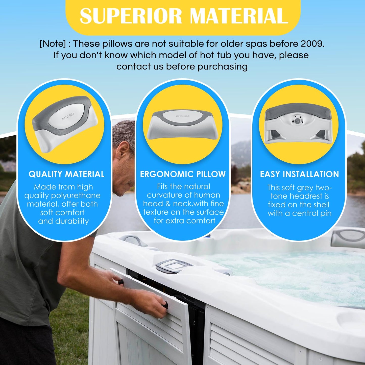 6472-964 Spas Replacement Pillow for Sundance 880 Series Spas 2009 to 2017 (2-Pack)