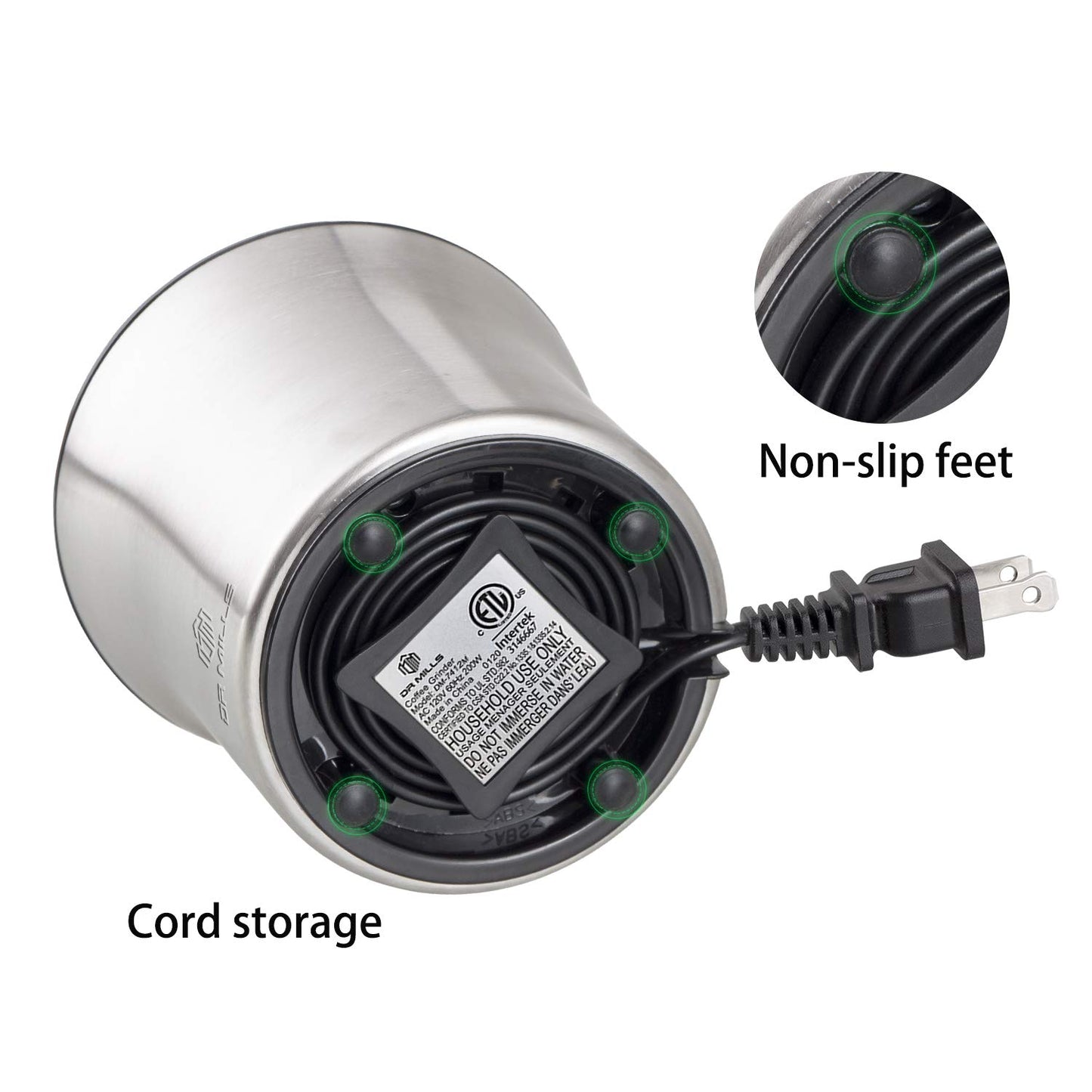 DR MILLS DM-7412M Electric Dried Spice and Coffee Grinder, Grinder and Chopper,Detachable Cup, diswash Free, Blade & Cup Made with SUS304 Stainless Steel