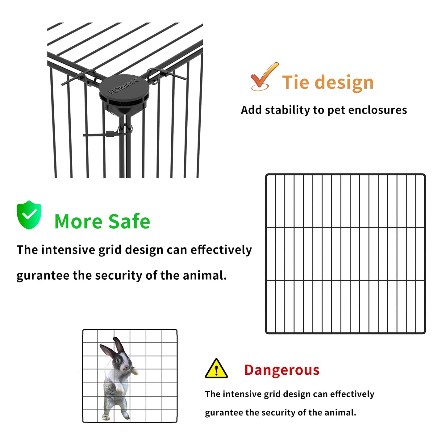 HOMIDEC Pet Playpen,Small Animal Cage DIY Wire Fence with Door for Indoor or Outdoor Use,Portable Yard Fence for Small Animal,Puppies,Kitties,Bunny,Guinea Pigs,Turtle,15 Panels, 48" x 24" x 16"
