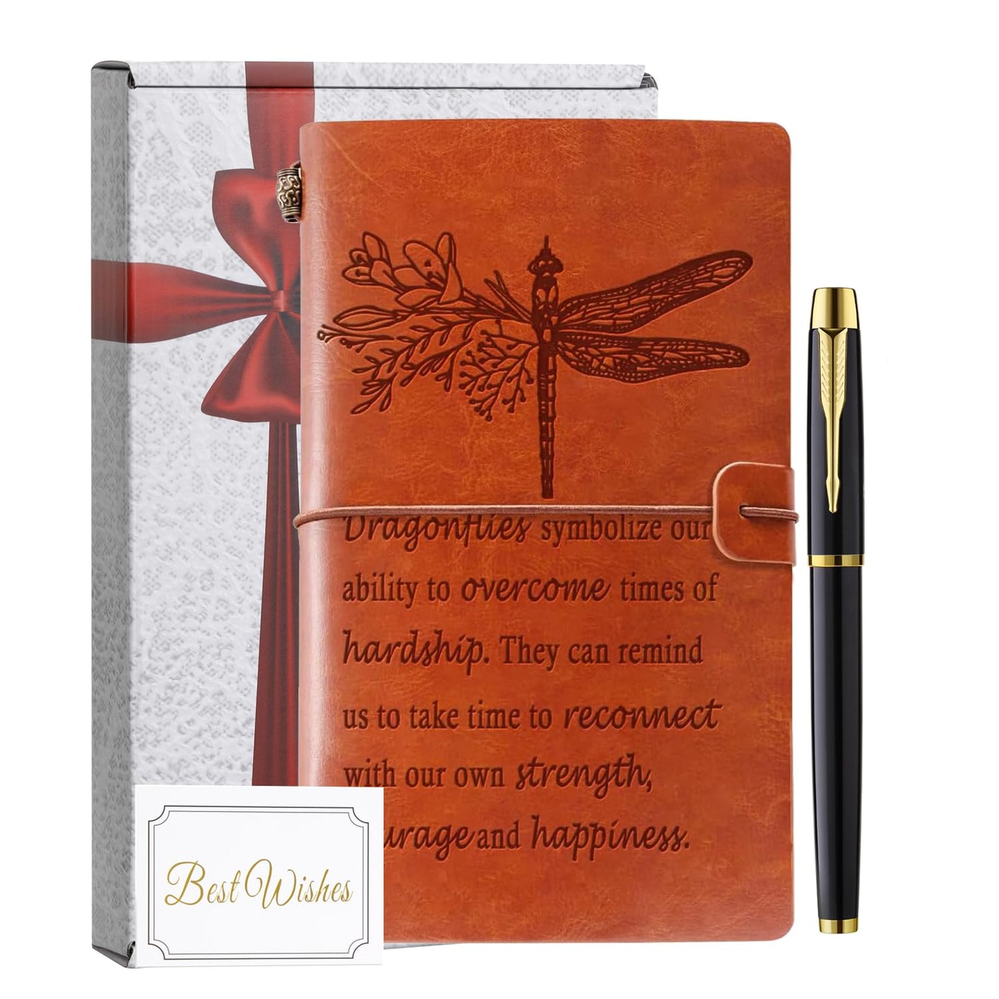 Filten Dragonfly Gifts Leather Journal Notebook Dragonfly Gift for Women Dragonfly Lover Inspirational Encouragement Gifts for Friends Women Men