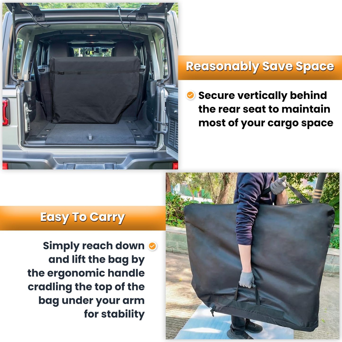 Hard Top Freedom Top Panels Storage Bag for All 2007-2025 Jeep Wrangler JK JKU JL JLU Sports Sahara Freedom Rubicon Unlimited Gladiator JT 2-Door and 4-Door All Models (Black)