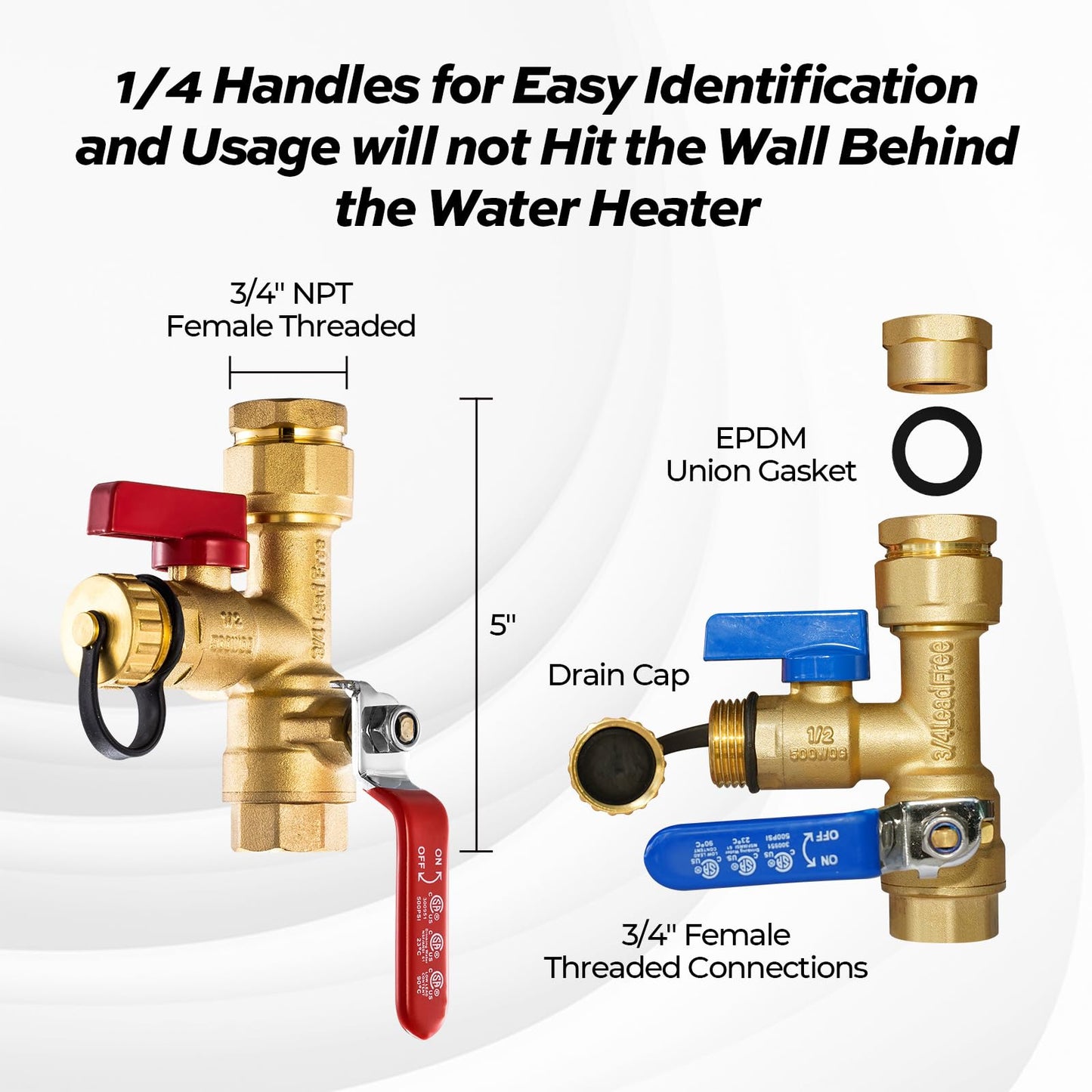 FOGATTI 3/4 Inch IPS Isolator Tankless Water Heater Industry Leading Service Valve Kit, with 150 PSI Pressure Relief Valve