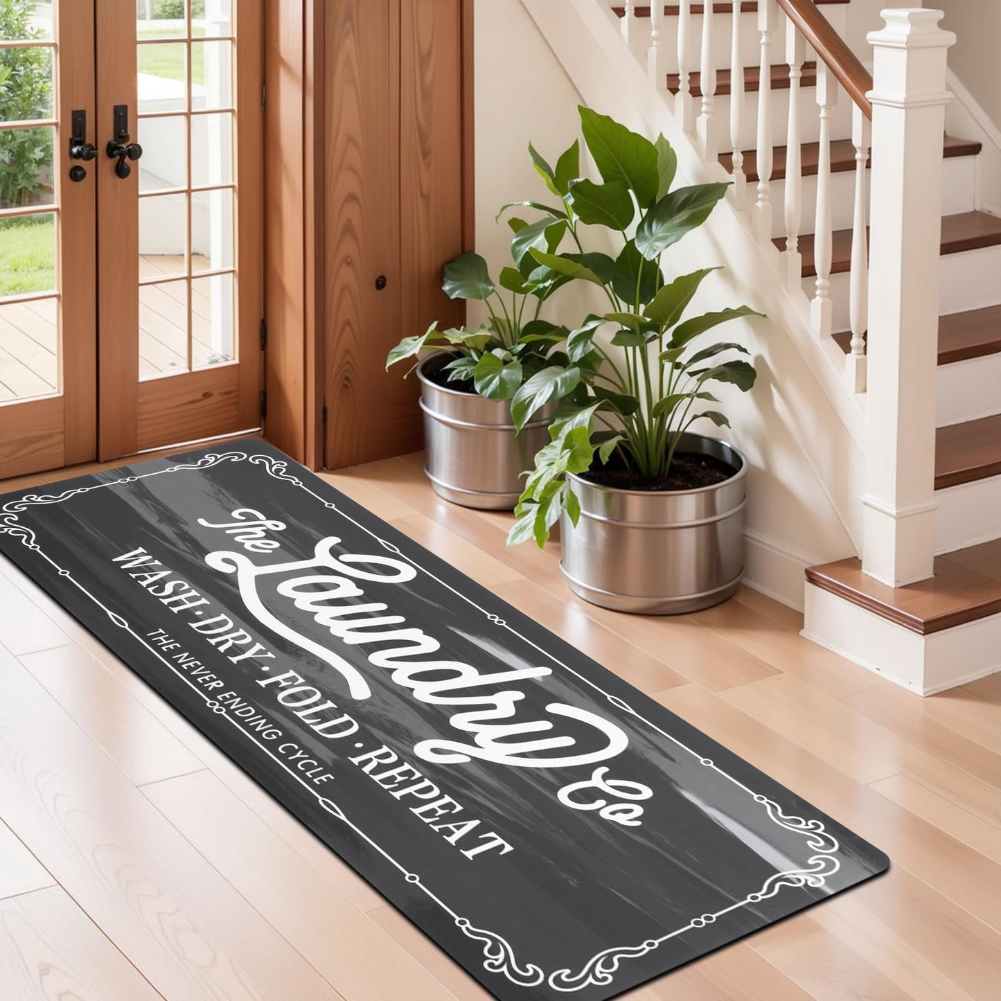 Pauwer Laundry Room Rug Runner 20"x60" Waterproof Laundry Mat Non Slip Kitchen Mats for Floor Farmhouse Washable Floor Mat Runner Rug for Mudroom Washroom Bathroom Decor