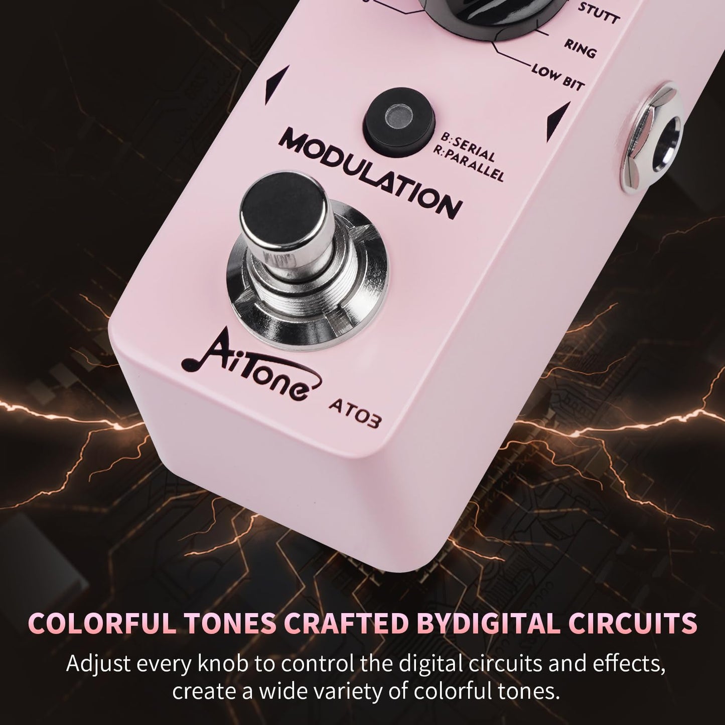 AITONE Modulation Pedal for Electric Guitar with Chorus Flanger Tremolo Phaser Vibrato Multi Digital Guitar Pedals 11 Modulation Modes (AT-03)