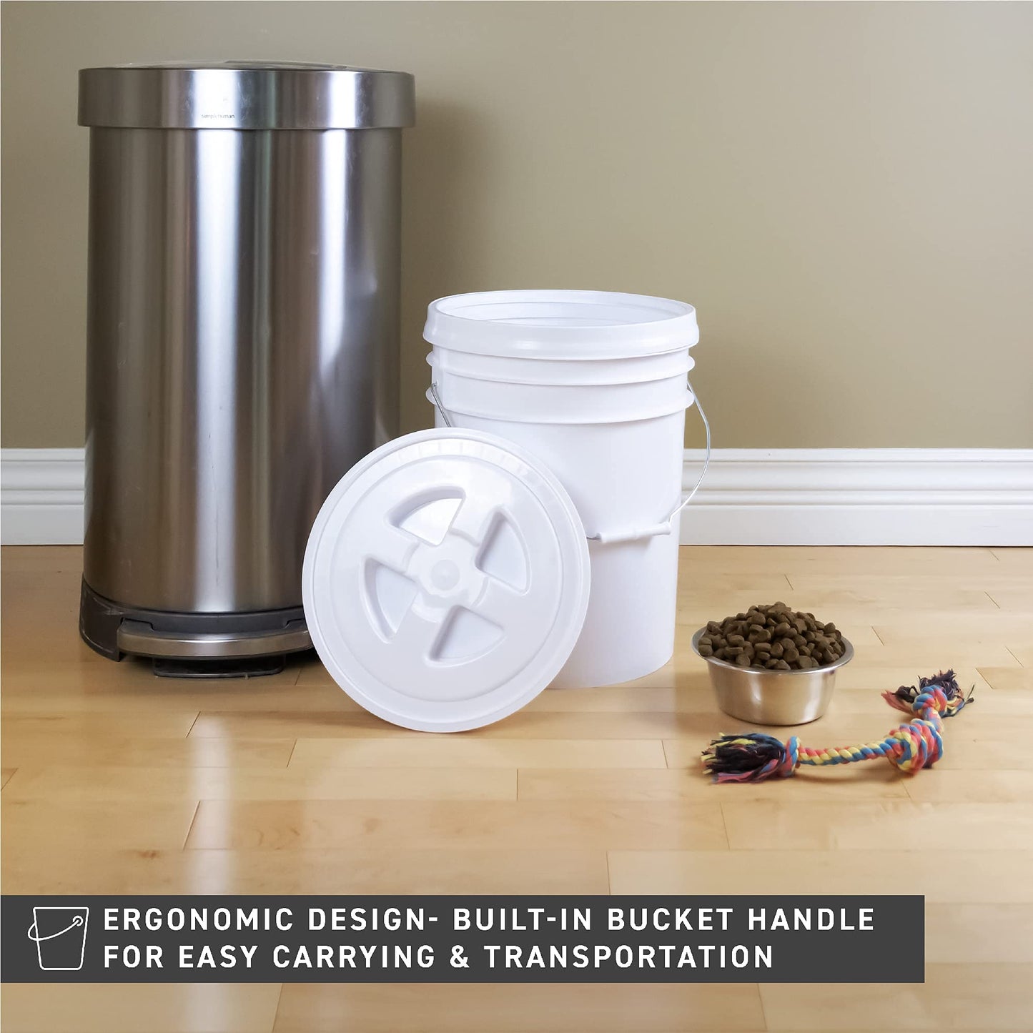 72 HRS Ready Seal Lid with 5 Gallon Bucket, Premium Seal Lid Airtight Leakproof BPA-Free Food-Grade Bucket Lid, Home Stackable All-Purpose Specialty Screw Seal Lid and Food Storage Container (White)