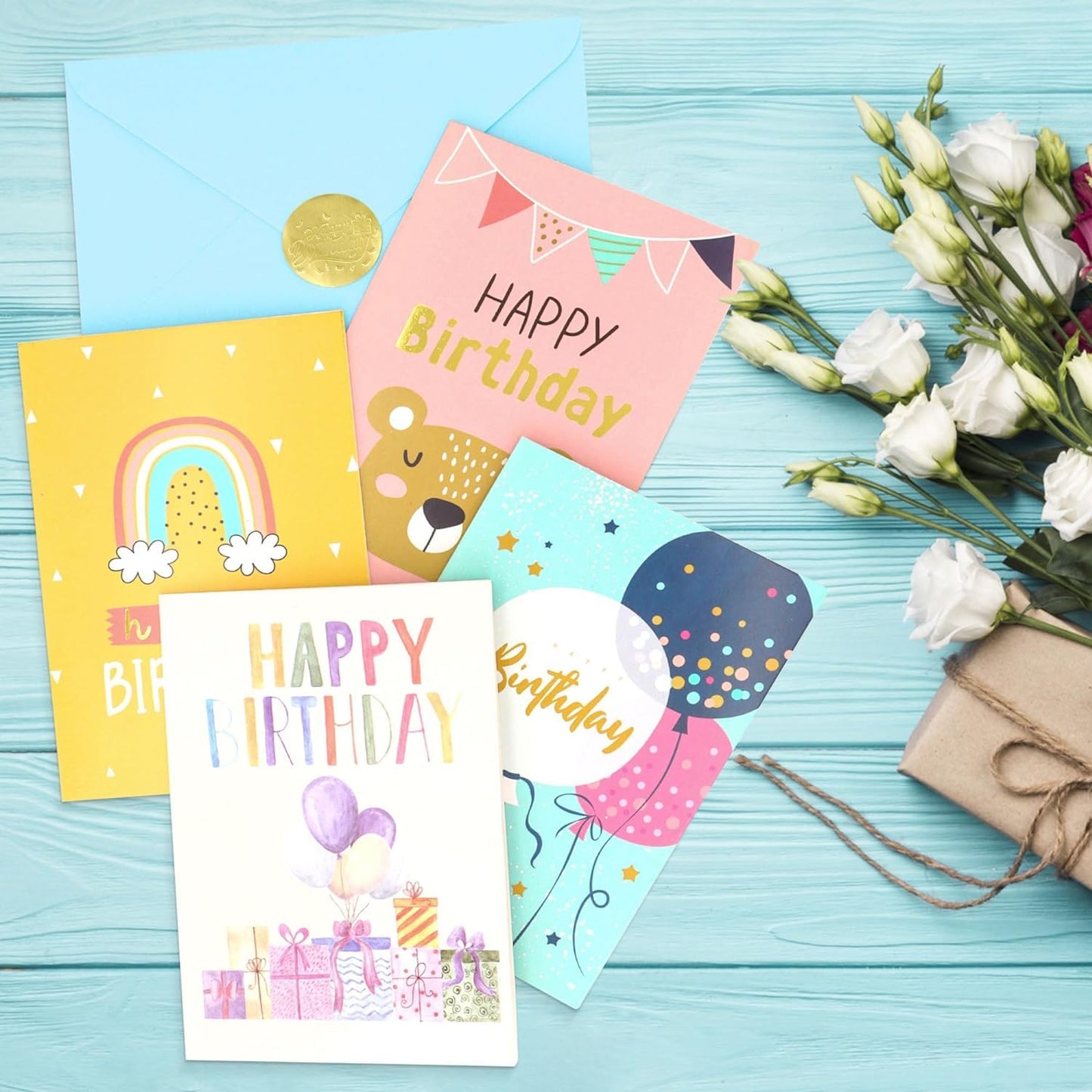 Timenued 100 Pcs Birthday Cards Bulk with Envelopes Happy Birthday Cards, Box Of Birthday Cards Assorted Birthday Cards Pack Funny Greeting Cards Assortment Birthday Cards for Kids Girls Friends Teacher Men