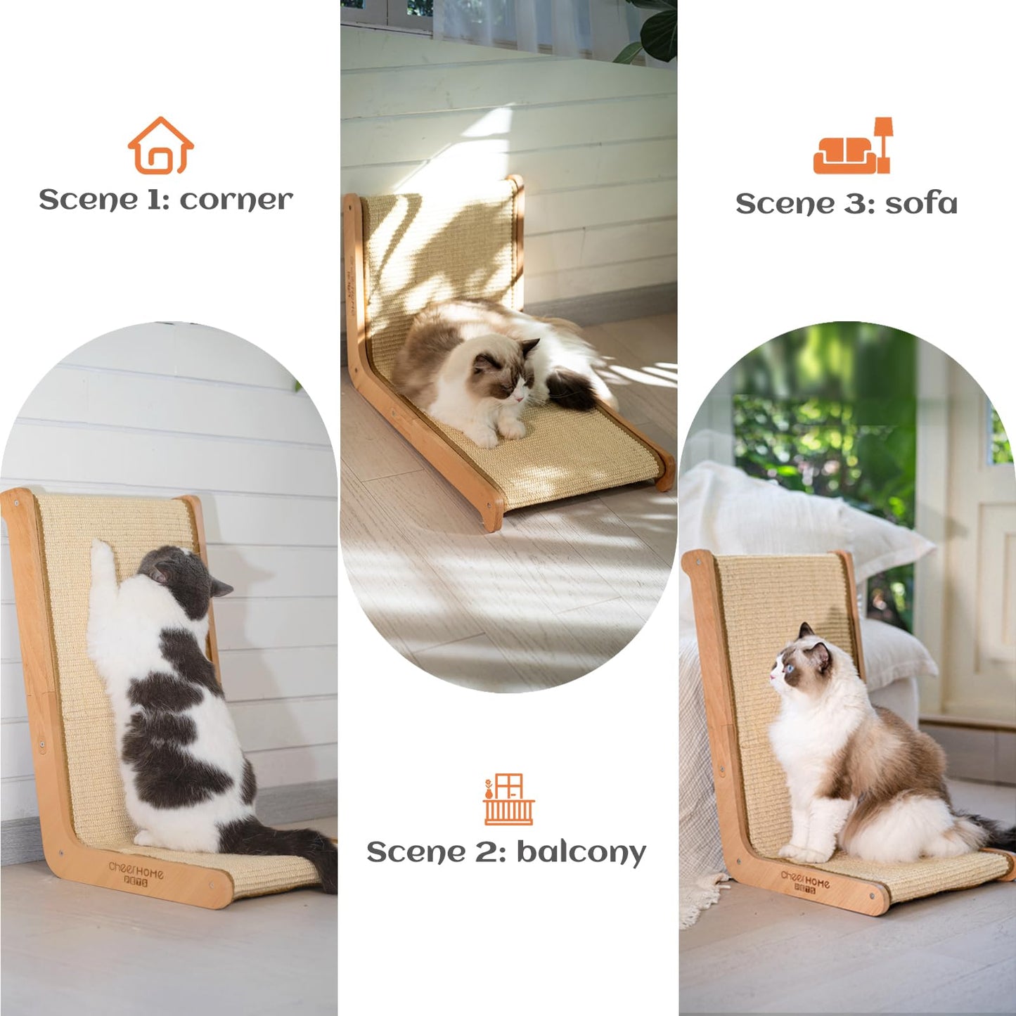 CHEERHOME PETS Natural Sisal Cat Scratcher for Indoor Cats Premium L Shaped Scratching Mat for Cats Scratcher Lounge Sofa Protector Replacement Pad (Large)