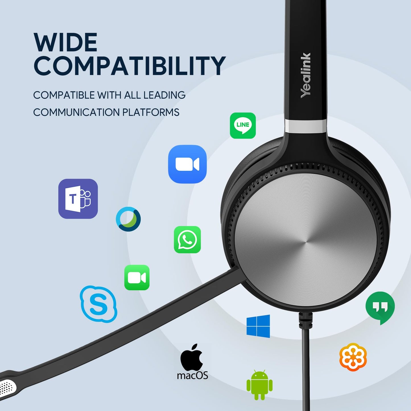 Yealink UH36 Professional Wired Headset - Telephone Headphones for Calls and Music, Noise Cancelling Headset with Mic for Computer PC Laptop（UC Compatible, Stereo,3.5mm Jack/USB Connection）
