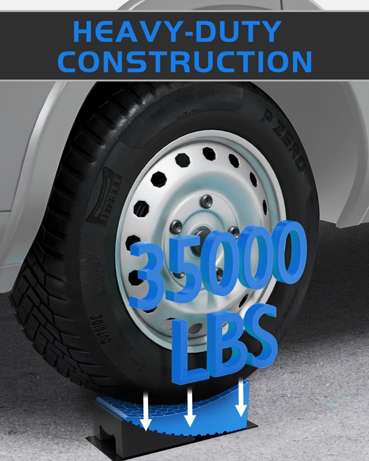 RV Leveling Blocks Ramp Kit, 2 Packs Camper Leveler System for Travel with Two Chocks, 2 Anti-Slip Mats, 1T Bubble Level and Carry Bag, Up to 35000 LBS, Easier & Faster to Level Camper-Blue