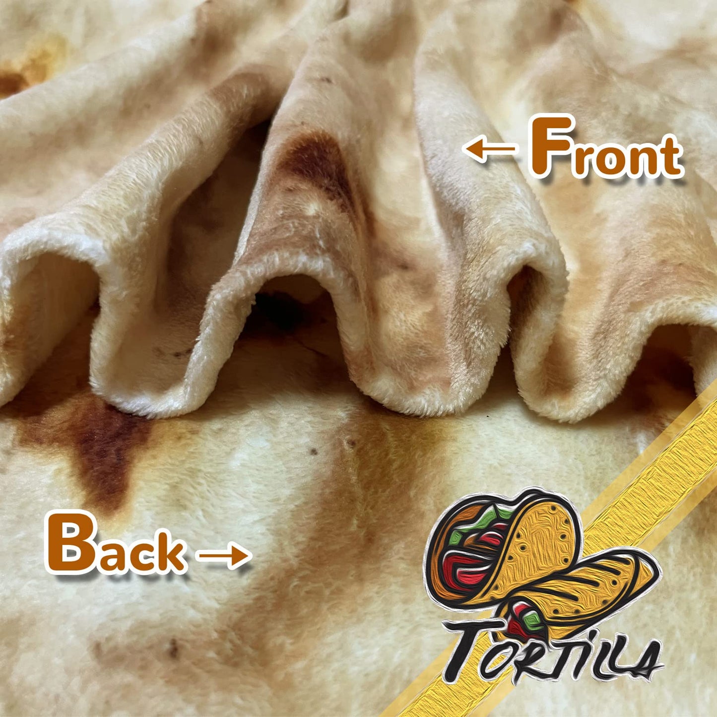 Bcareself Tortilla Blanket Adult Size Giant Double Sided for Kids Funny Realistic Food Personalized Throw Blanket Novelty Gift for Everyone 300 GSM Soft Flannel 71 inches Yellow