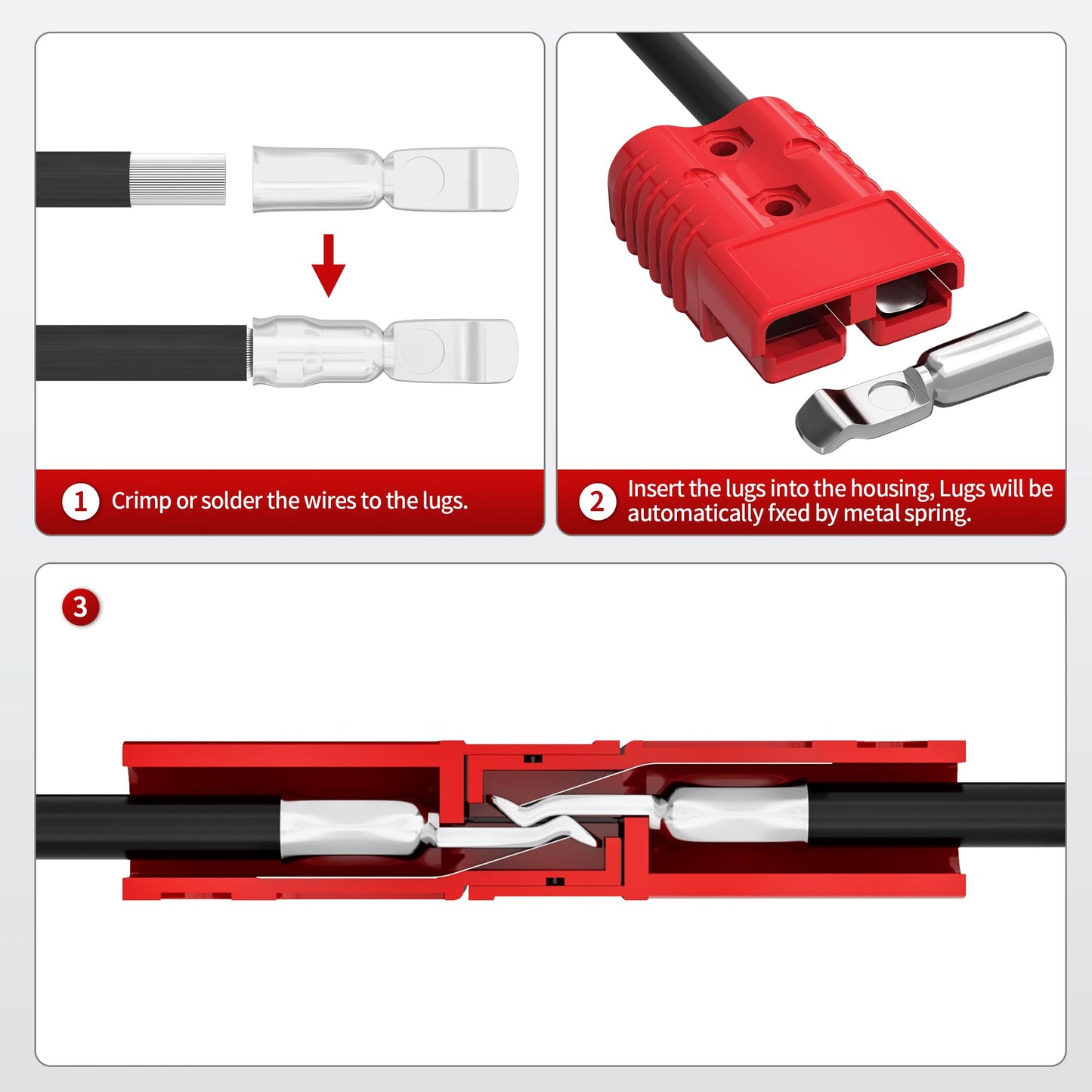 RVBOATPAT 175A Battery Quick Connect/Disconnect, 1/0 AWG Wire Harness Plug Connector 12V Battery Cable Connector for Trailer Towing Winch Quick Connect Systems - 6 PCS