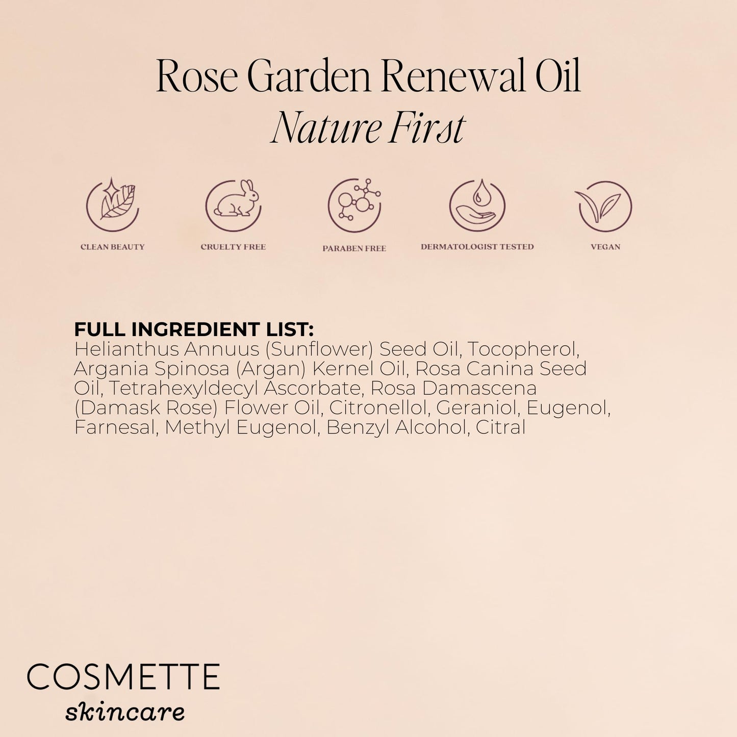 Cosmette Rose Garden Renewal Vitamin a Repairing Oil With Argan, Sunflower, and Rose Oils, Face Serum to Support Collagen Production & Decongestion, Natural Skin Care 1 FL Oz