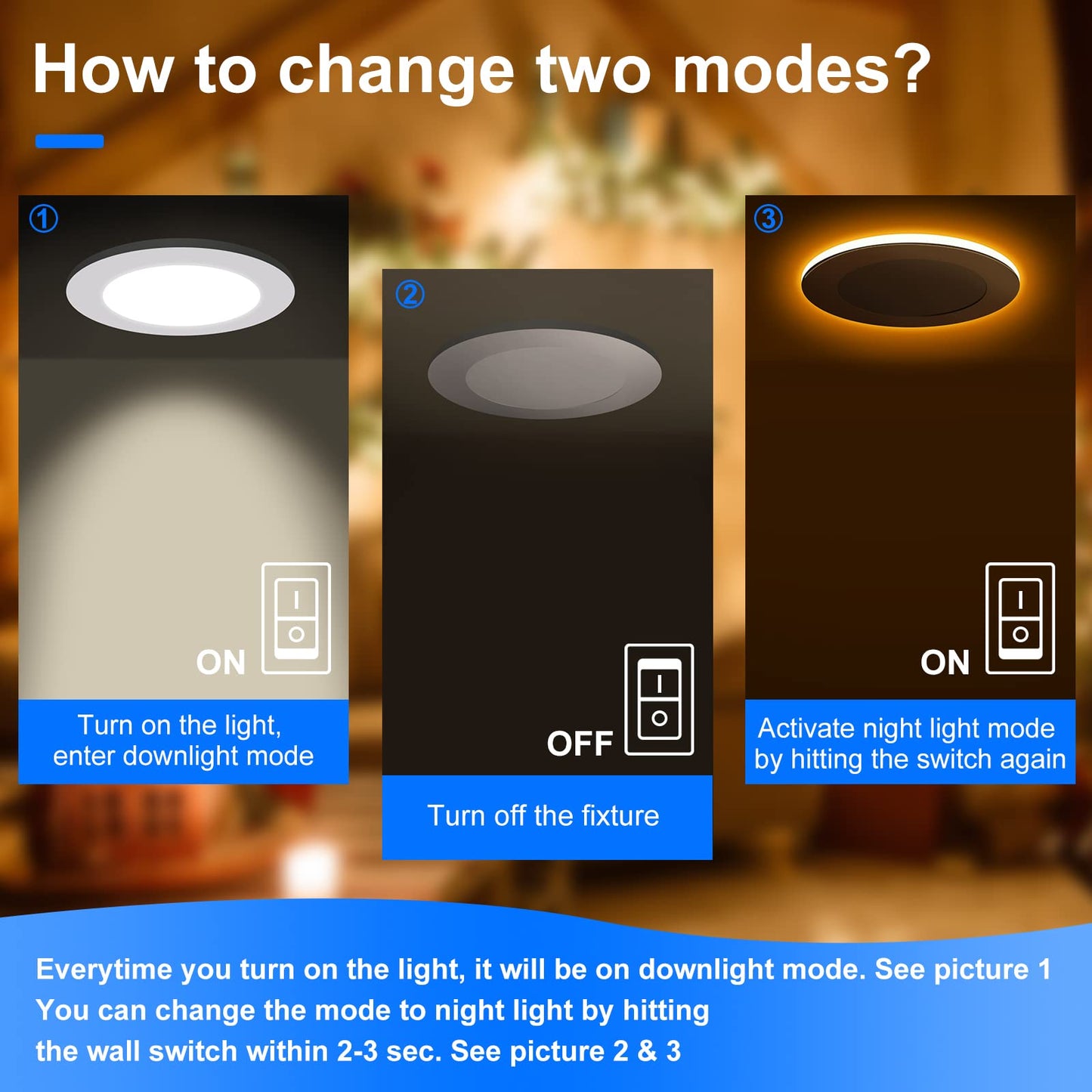 INCARLED 4Inch 5CCT LED Recessed Slim Pot Lights with Night Light, 2700K/3000K/3500K/4000K/5000K Dimmable IC Rated Recessed Lighting with Junction Box 6Pack 9W 750LM