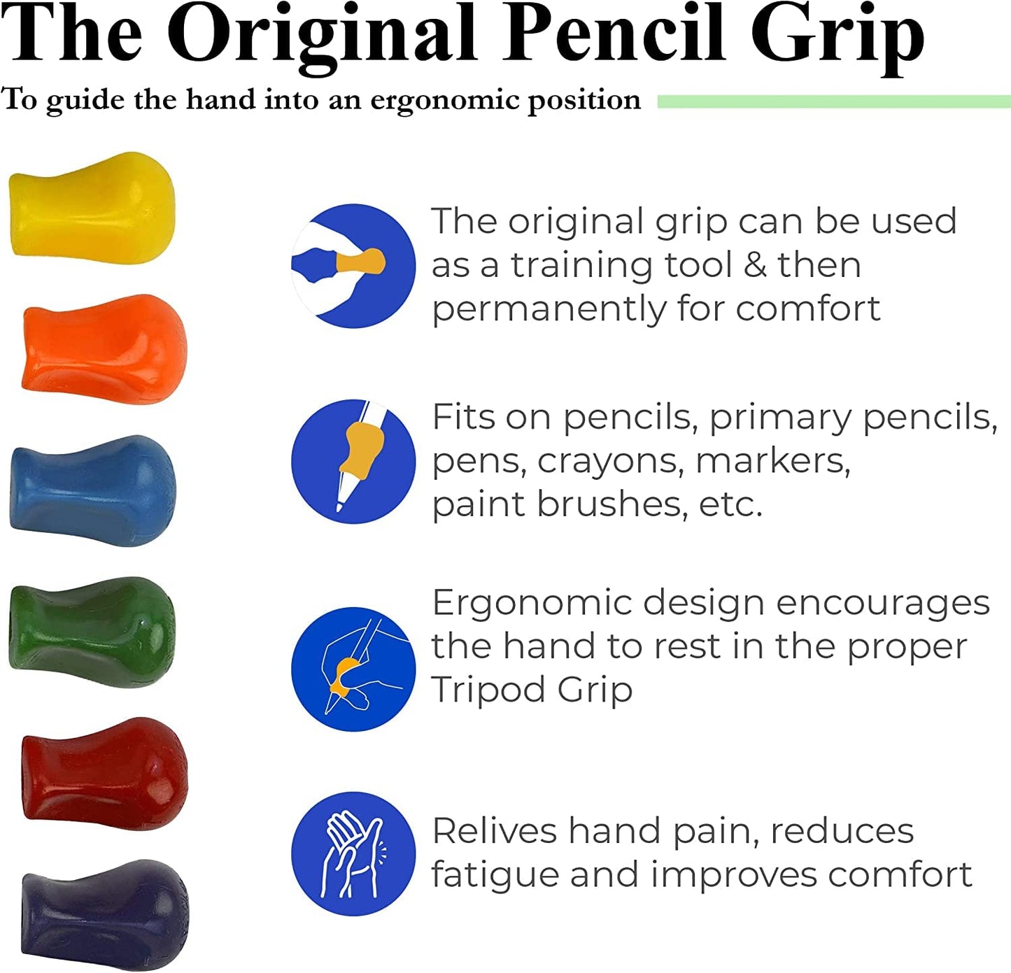 The Pencil Grip Neon, Universal Ergonomic Training Gripper, 12 Count Assorted Colors (TPG-11312)
