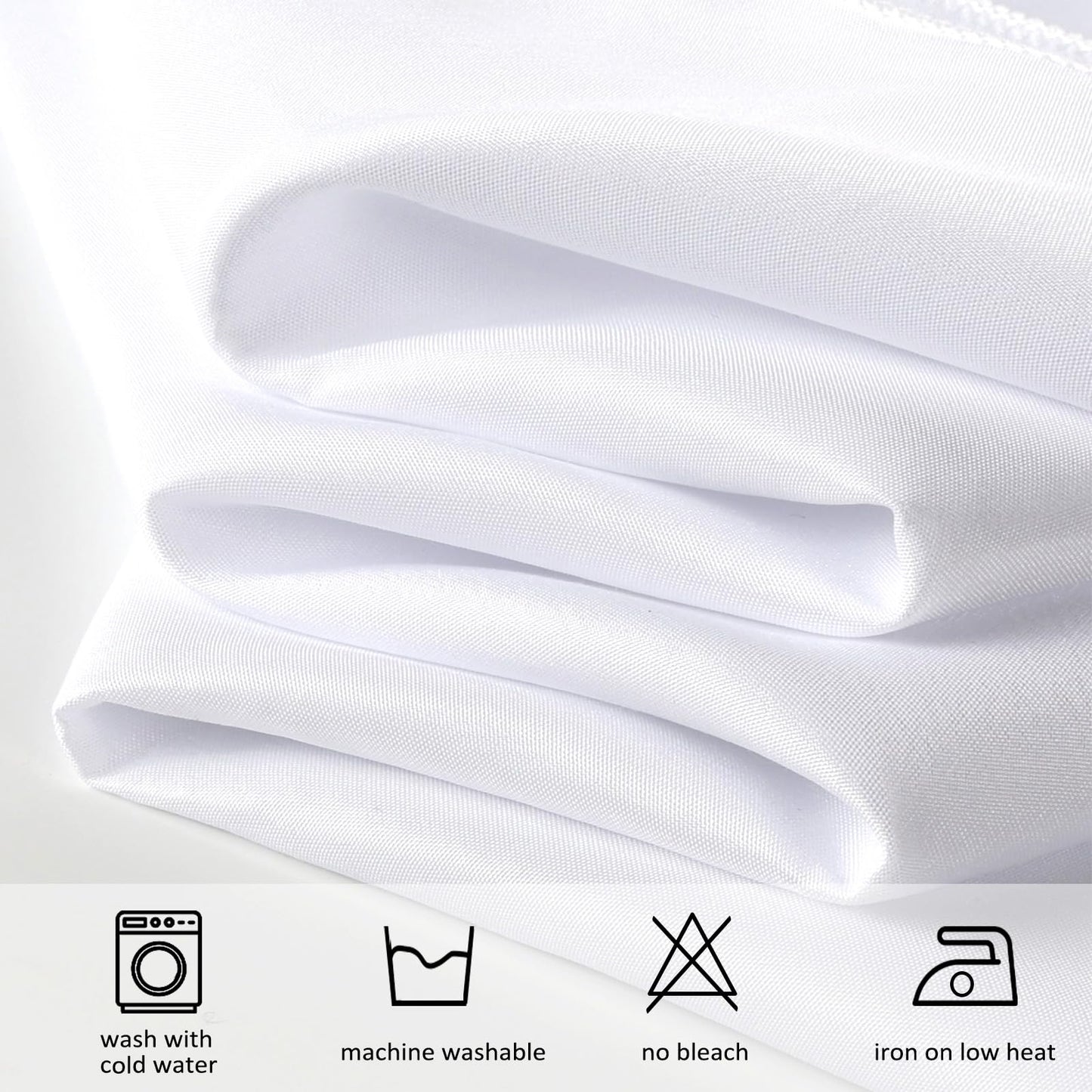 Pepmily 8 Pack White Rectangle Tablecloths, 60x126 Inch, Wrinkle Resistant, Polyester, For 8ft Rectangular Tables, 10-12 People, Wedding, Birthday, Anniversary