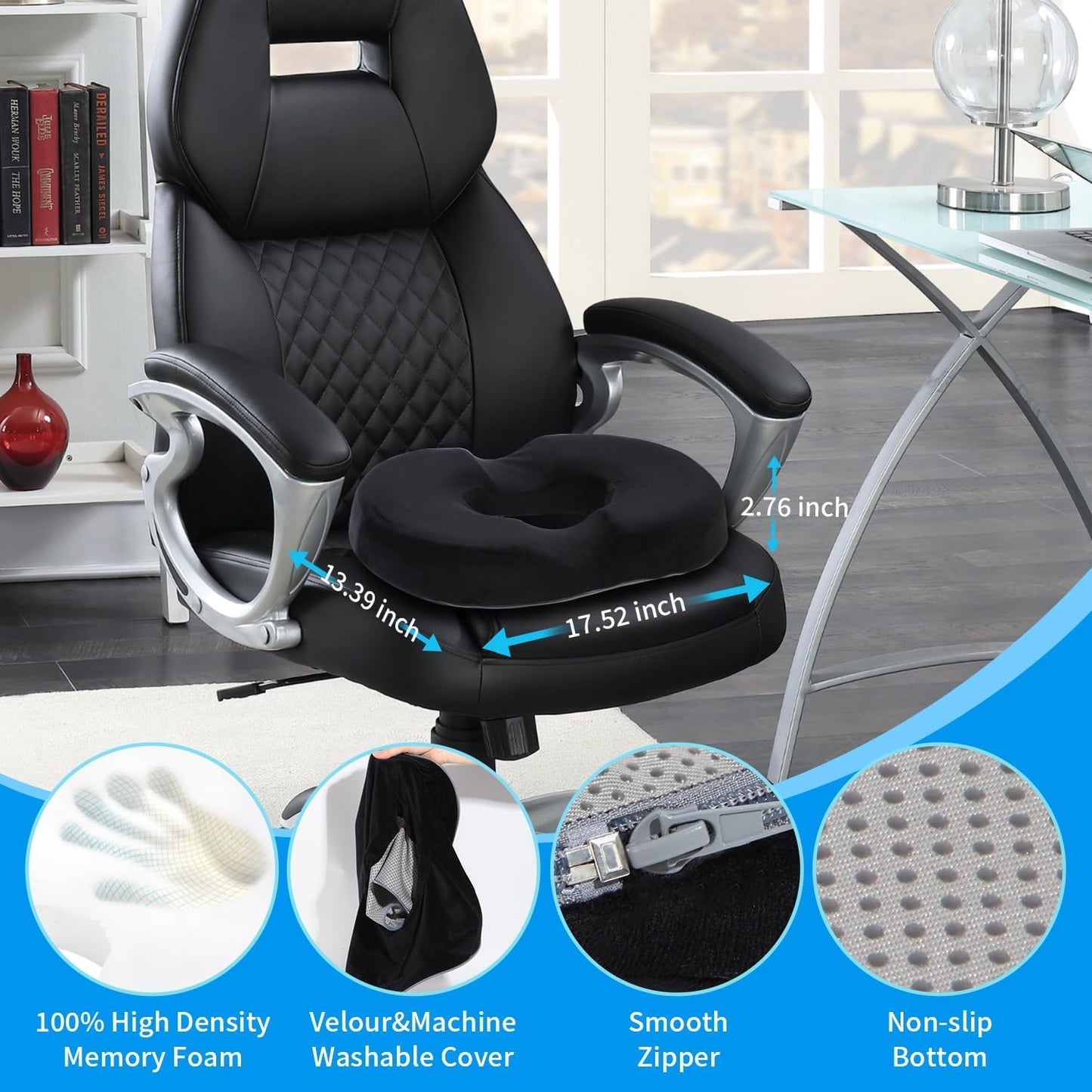 Donut Pillow Seat Cushion for Tailbone,Hemorrhoid Pillow for Office, Home & Wheelchair,Ergonomic Memory Foam Butt Seat Cushion Used in Coccyx, Sciatica, Pregnancy, Postpartum Recovery