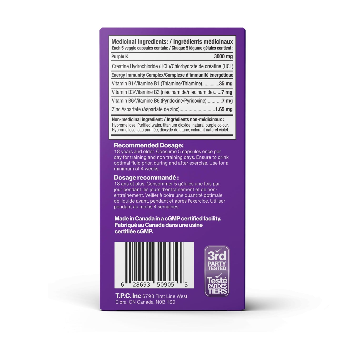 PURPLE-K King of Creatine Capsules for Muscle Growth, Enhance Strength & Performance, Up to 60% Better Creatine Absorption, No Bloating, No Loading and No Subdermal Water Retention with the Inclusion of the Energy Immunity Complex- 150 Veggie Pills