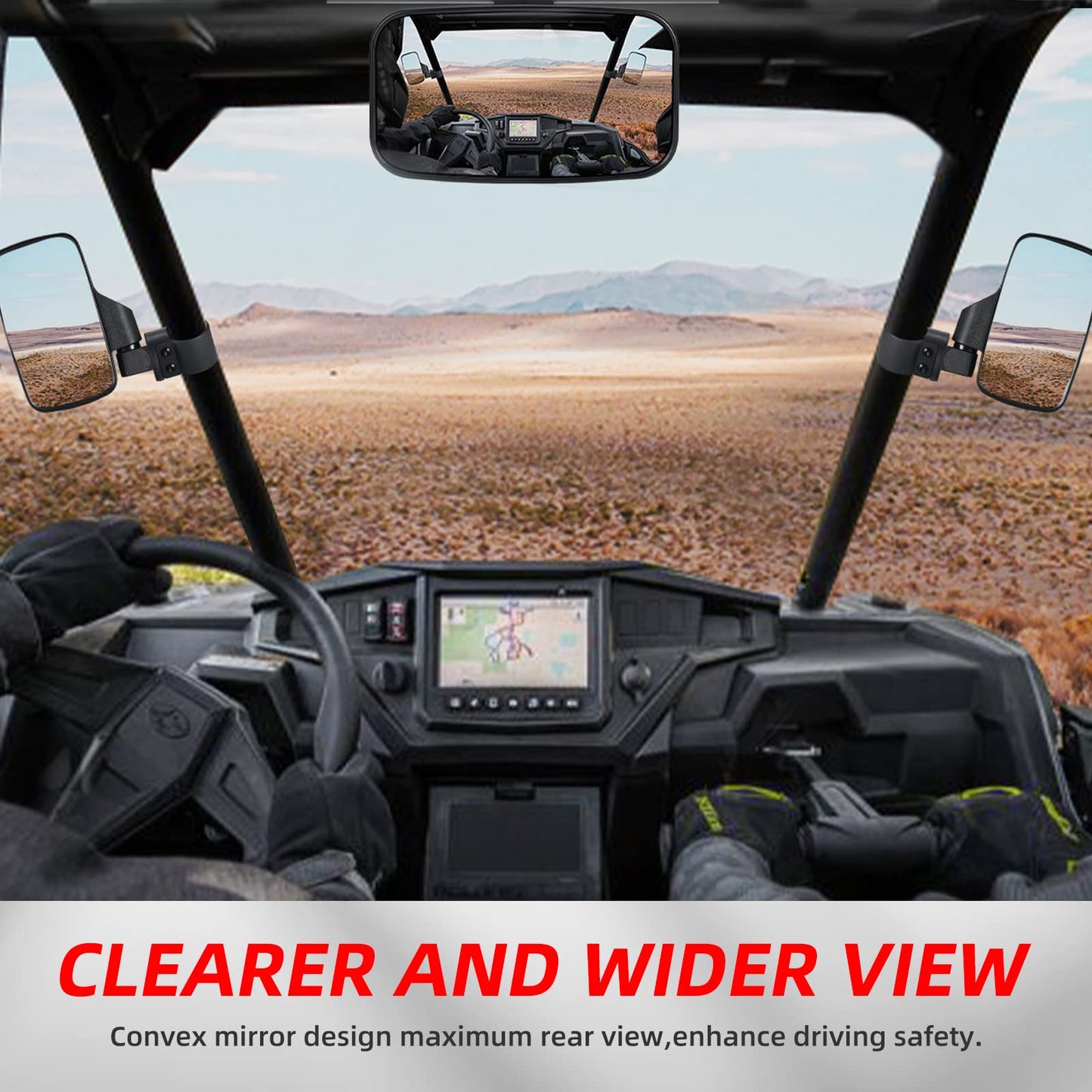 OFIG UTV Side Mirrors And UTV Center Mirror for 1.6" to 2" Roll Bar,Adjustable Break Away UTV Mirrors Compatible with Polaris RZR 900 1000 Can Am Mule Rhino Yamaha YXZ CFMOTO Zforce