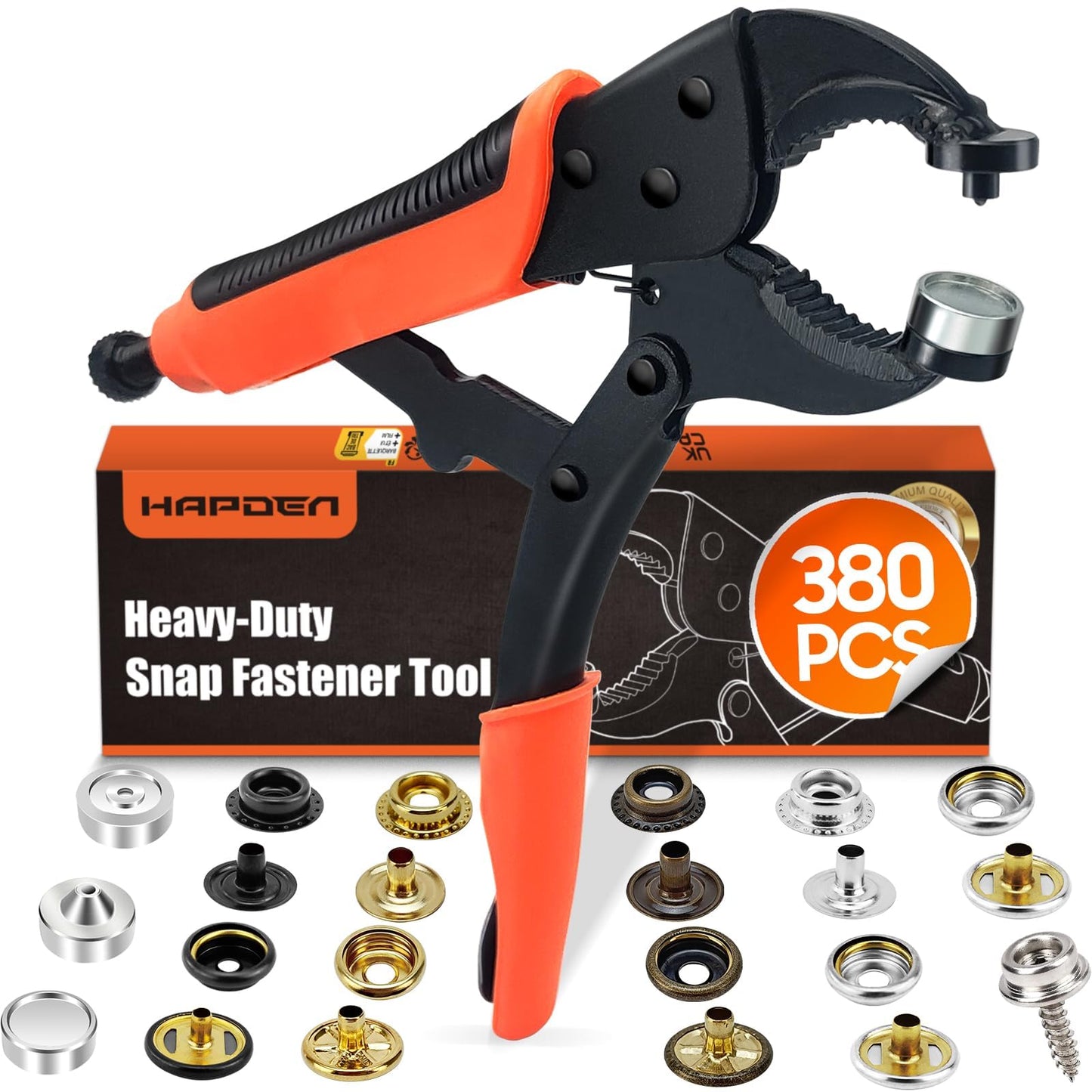 Heavy Duty Snap Fastener Tool Adjustable Snap Setter Tool Includes 100 Sets 15mm Snaps for Boat Cover, Replacing Metal Snaps, Repairing Boat Covers, Canvas, Sewing, Tarps