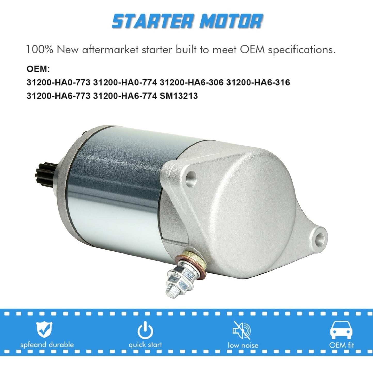 Starter Motor Replacement for 1987-2005 Suzuki QuadRunner King Quad LT-F300F 250 300C & Arctic Cat 3545-003 31100-19B00 31100-19B11 31100-19B12 31100-19B20