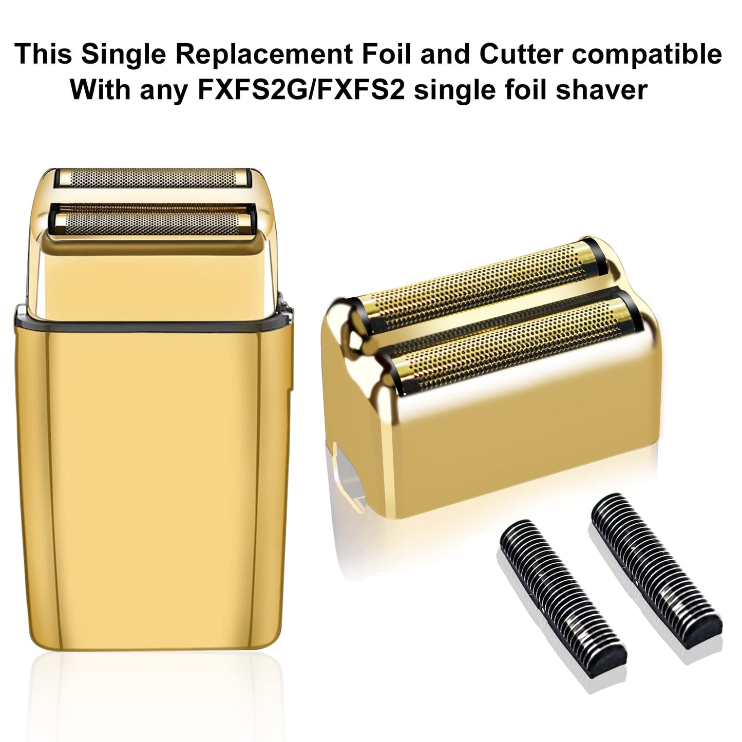 Professional Replacement Foil and Cutters for BaBylissPRO Barberology Double Foil Shaver, Compatible with BaBylissPRO Barberology FXFS2 Shaver (3 gold)