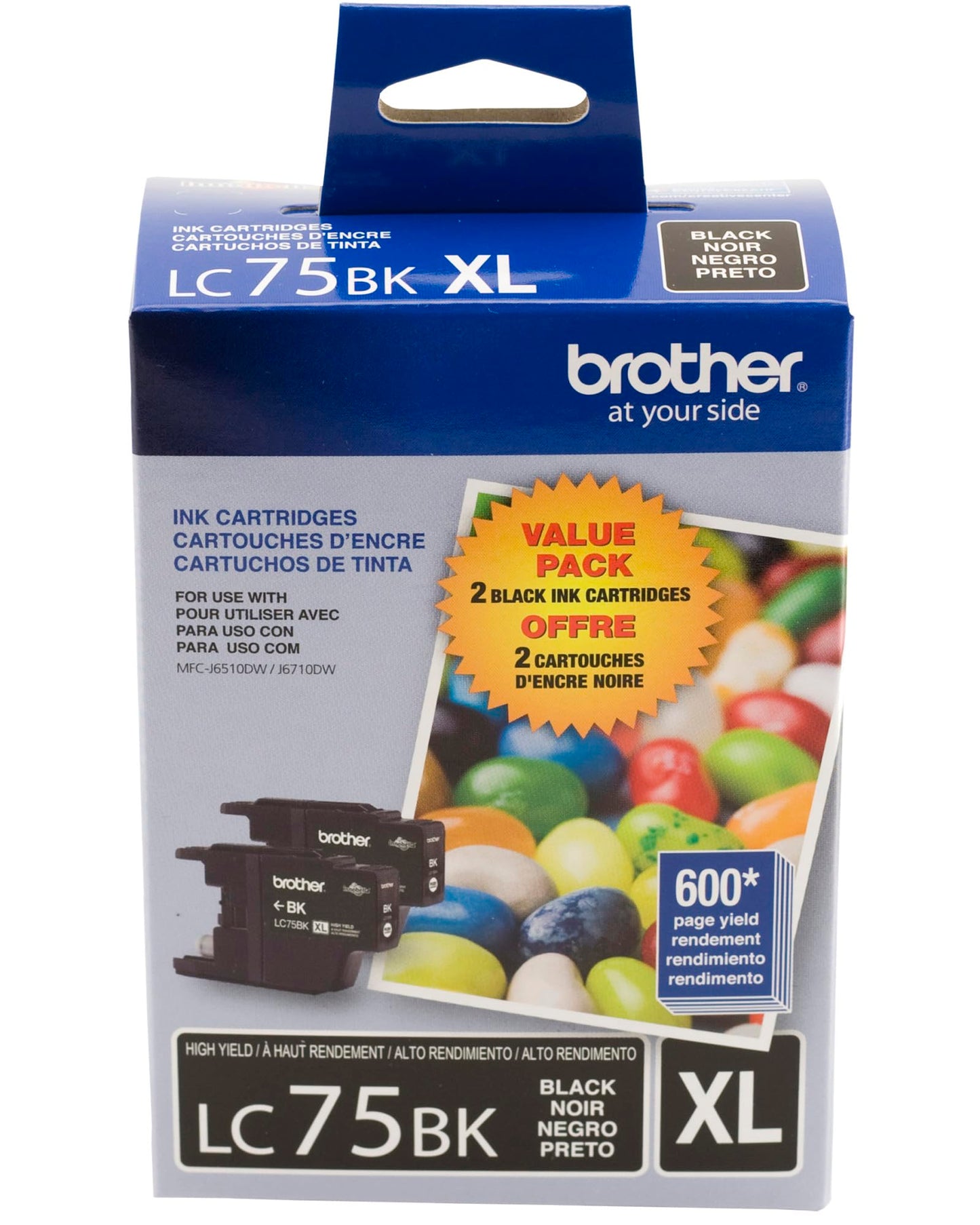 Brother LC752PKS Genuine Black Ink Cartridge,2-Pack