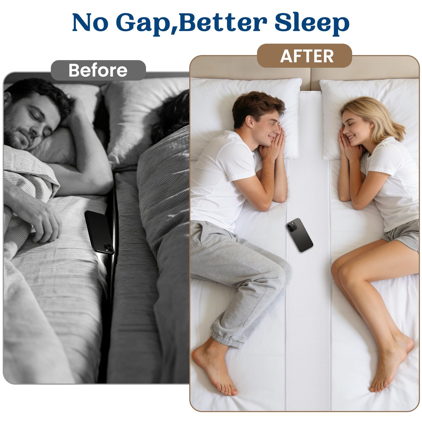 FeelAtHome Twin to King Bed Converter Kit - Bed Bridge - Twin XL Connector to King Maker - Mattress Bridge - Conversion Kit (8" Class)