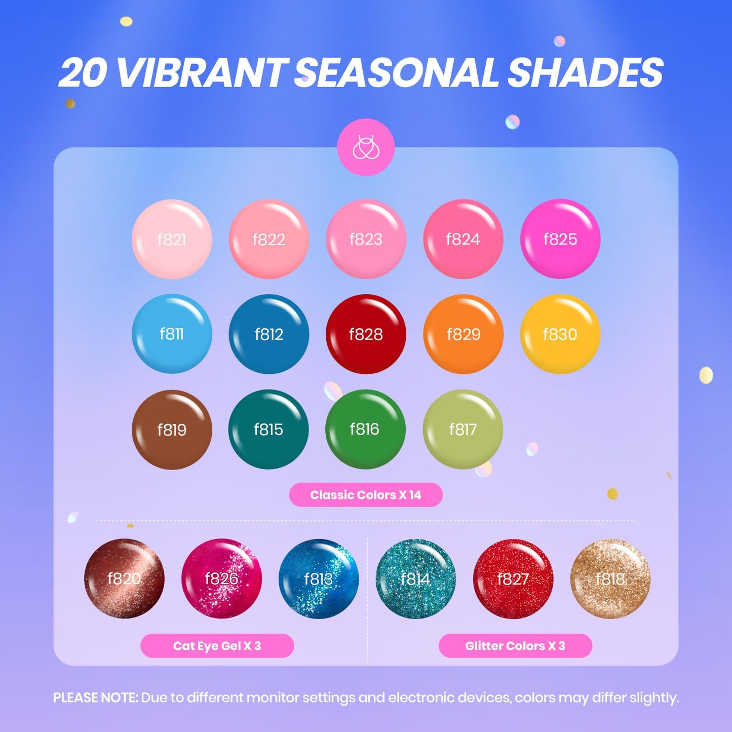 Beetles Gel Nail Polish Set - 75PCS 20 Colors Pink Blue Red Black Purple Glitter Cat Eye Base Glitter Glossy Matte Top Coat Beetles Deals Box Wandering Peace 20 Colors French Nails Gift for Women