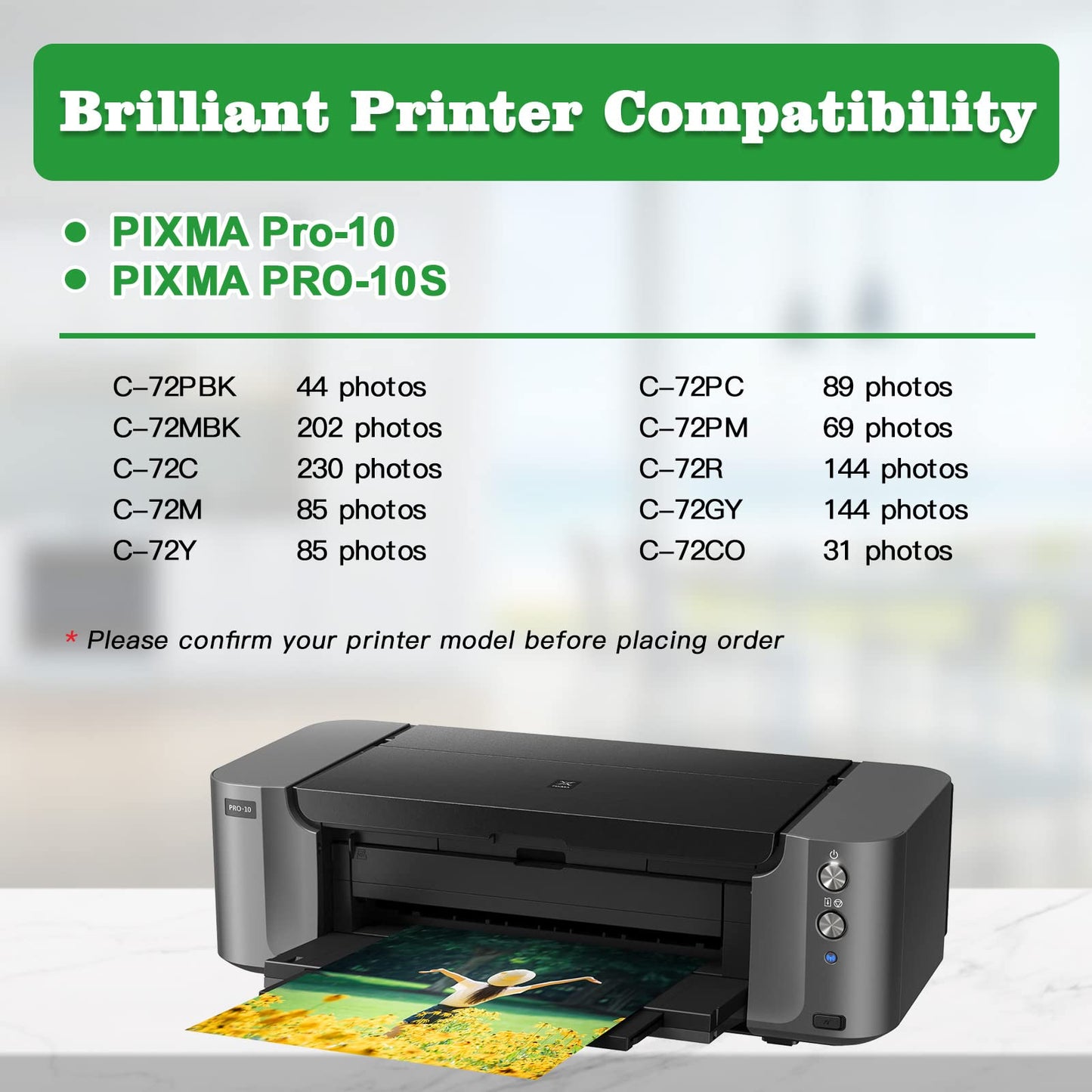 10 Pack Compatible CLI-72 CLI72 72 C-72 Multipack Ink Tanks Ink cartridges for Canon PIXMA Pro-10 PIXMA PRO-10S Printers