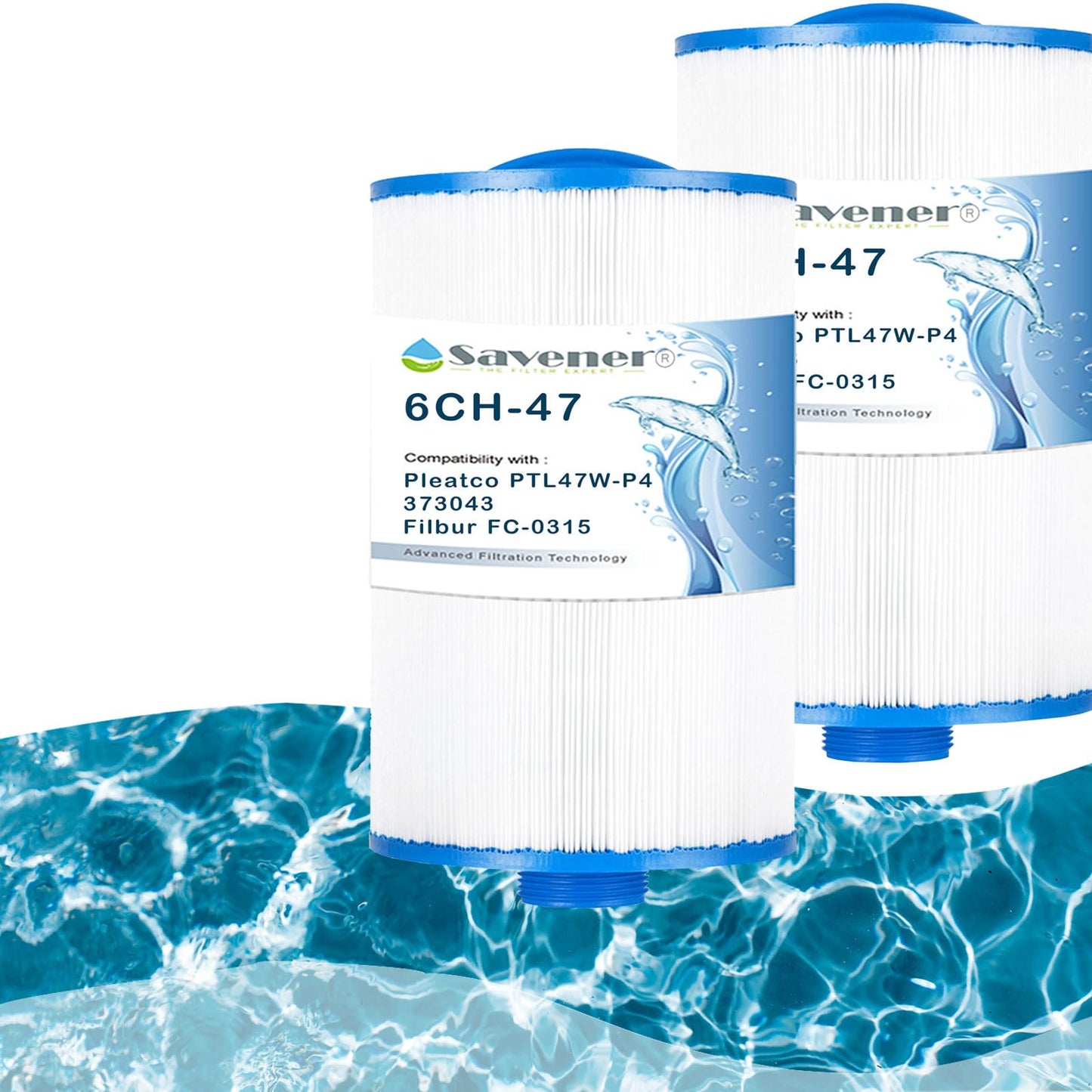 Savener Spa Filter Replacement for Unicel 6CH-47, Filbur FC-0315, PTL47W-P4,373043 Hot Tub Filter,2 Pack