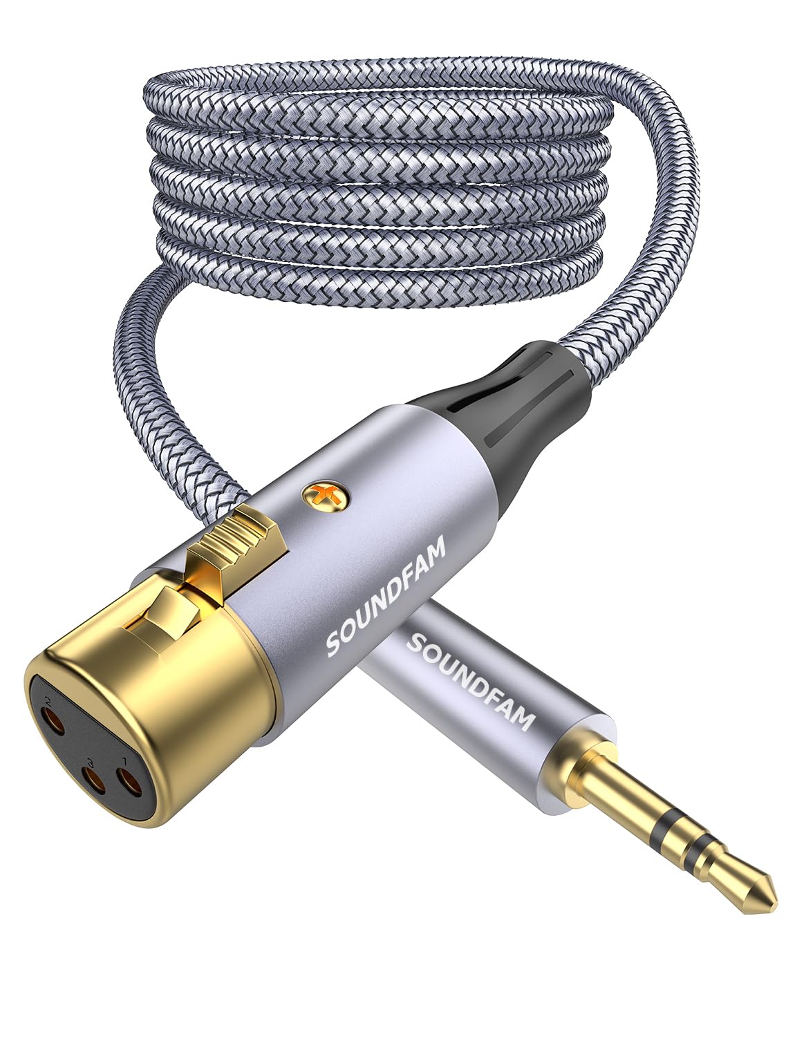 XLR to 3.5mm Cable 10ft/3M SOUNDFAM Microphone Cable Unbalanced 1/8 inch to XLR Female Microphone Cord for Camcorders, DSLR Cameras, Computer Recording Device-Grey