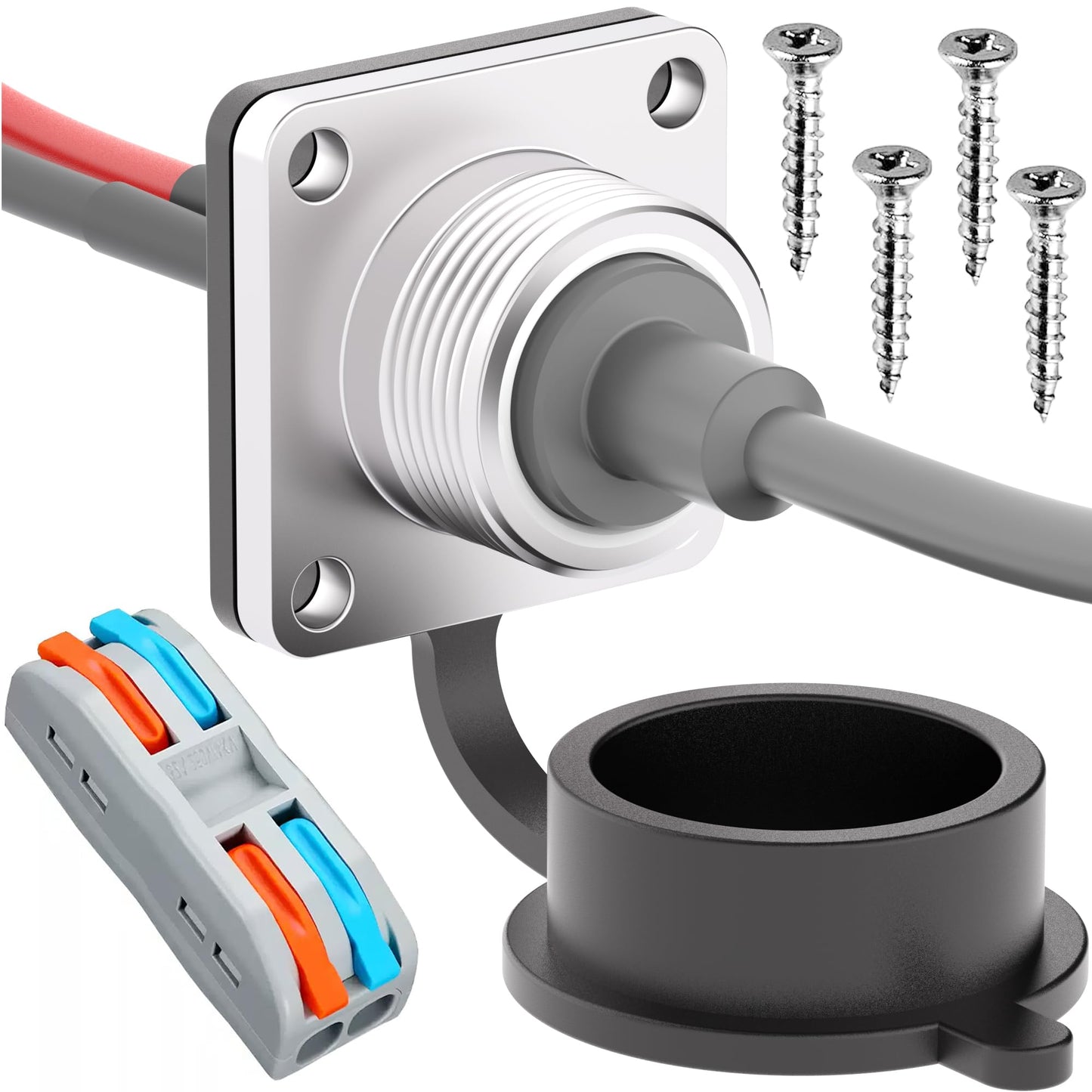SOTOFY Starlink Mini DC Cable Panel Mount, Waterproof DC Power Female Socket Connector, Rv Wall Socket Passthrough Plug Kit for Car, Van, Camper, Boat, Battery Box