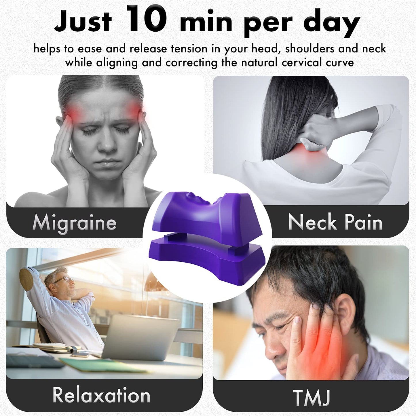 BONSAI WELLNESS -Occipital Release Tool 2.0 Cervical Traction for Neck and Shoulder Pain Chiropractic Alignment Pivot Device for Trigger Point Therapy Fit Aches