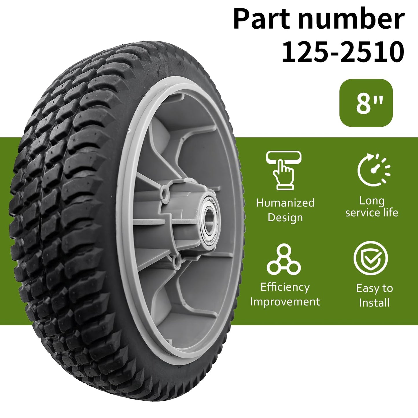 Replacement 8" Front Wheel Assembly for Toro 125-2510, Compatible with TimeMaster 30in Mowers 20199, 20200, 20975-20978, 21199-21200, 2 Pack