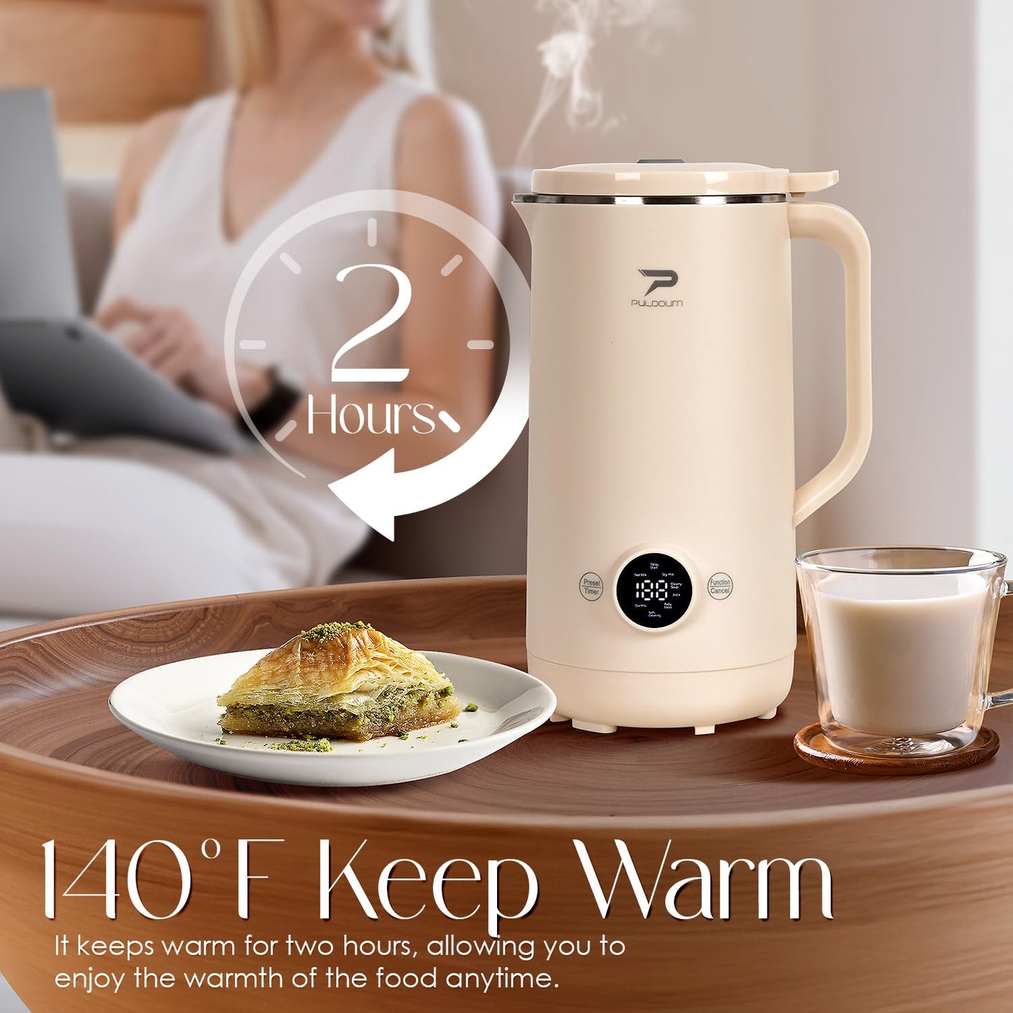 8 in 1 Nut Milk Maker Machine,(27oz/800ml) Soy Milk Maker for Homemade Almond, Oat, Coconut, Juice, Milkshake, Grains, Creamy Soup, Plant Based and Non Dairy Beverages with Delay Start/Self-Cleaning