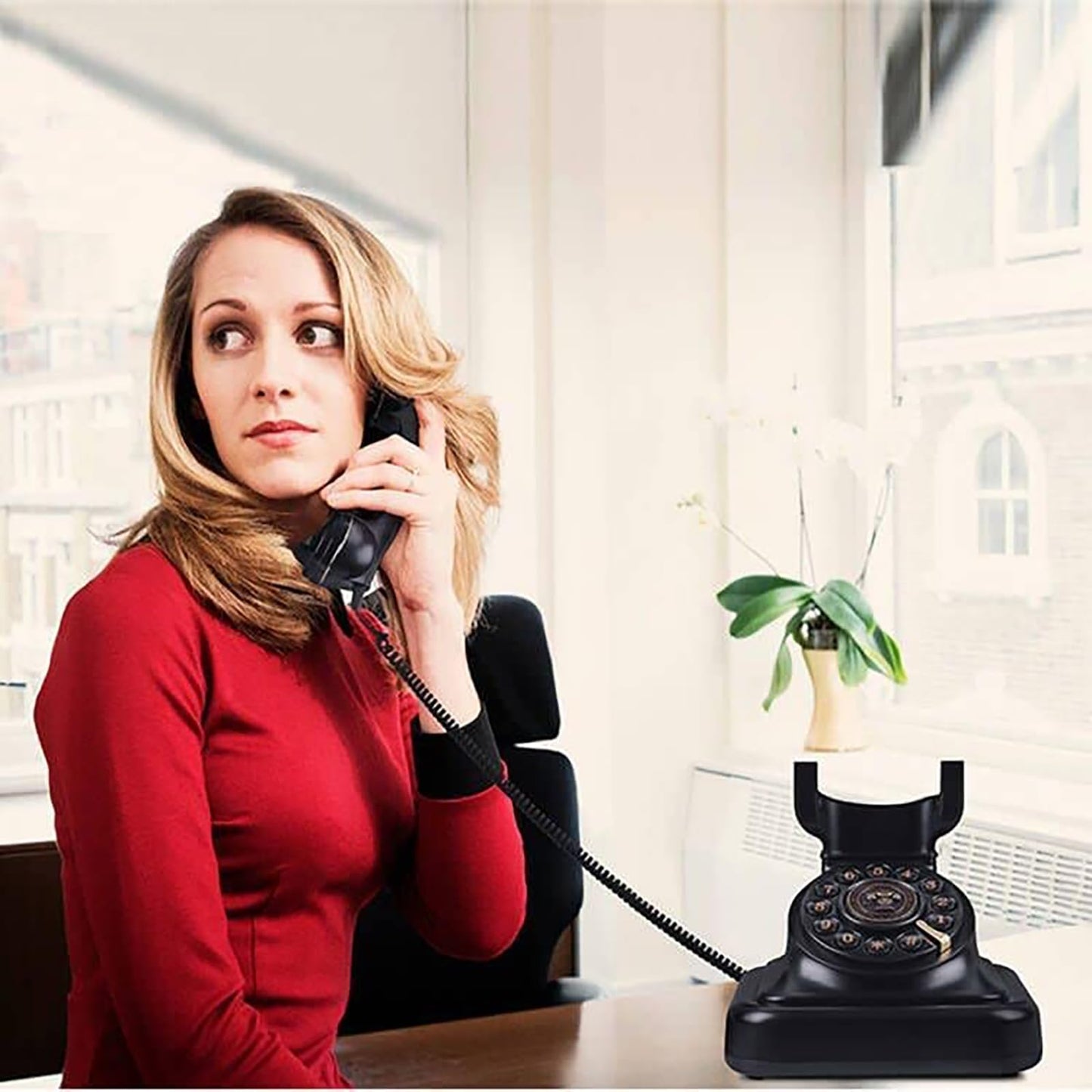 Sangyn Retro Landline Telephone Classic Rotary Design Old Fashioned Corded Desk Phone for Home and Office