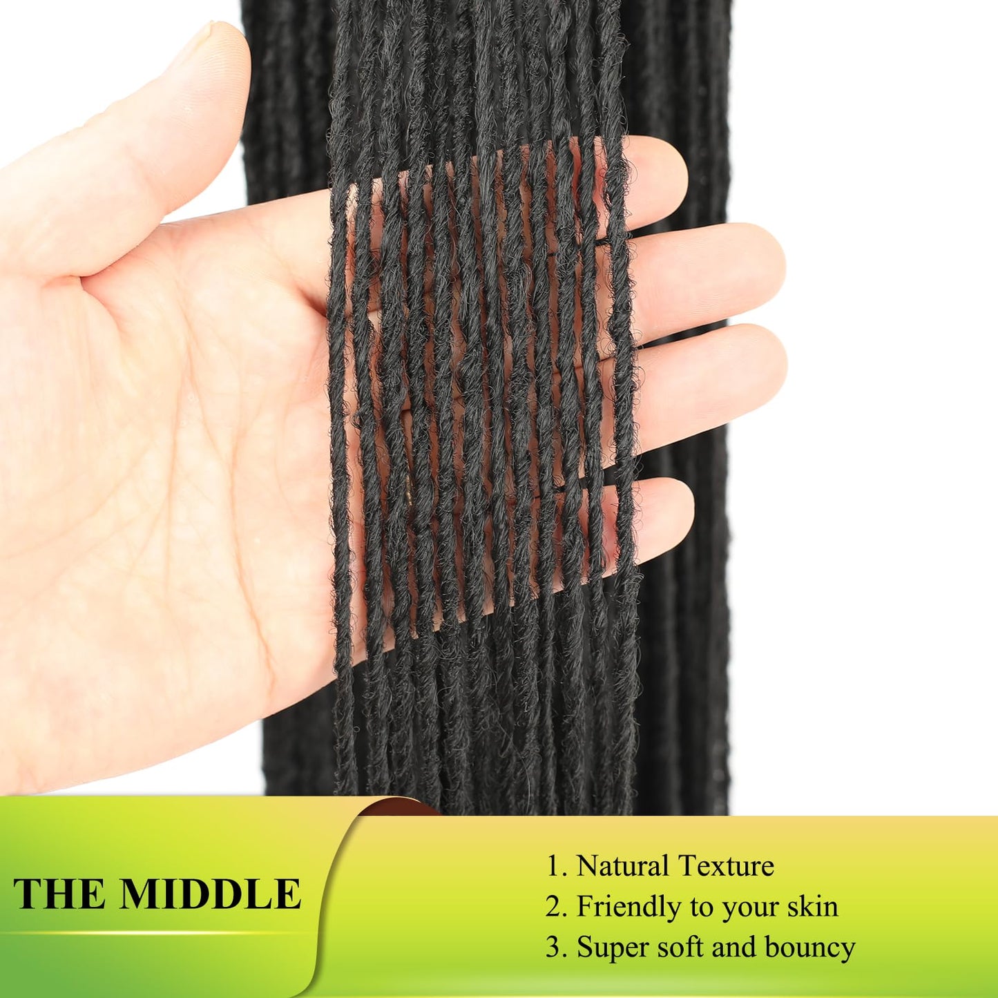 GUOHUI Micro Faux Locs Crochet Hair, 36 Inch 5 Packs Color Natural Black DIY Braids Straight Styles (36",1B)