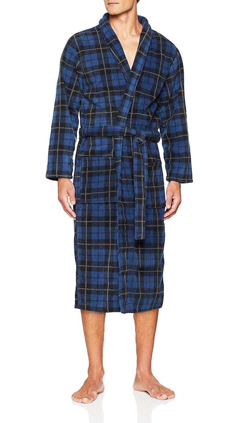 Men's Fleece Robe by John Christian - Blue Tartan (XXL)