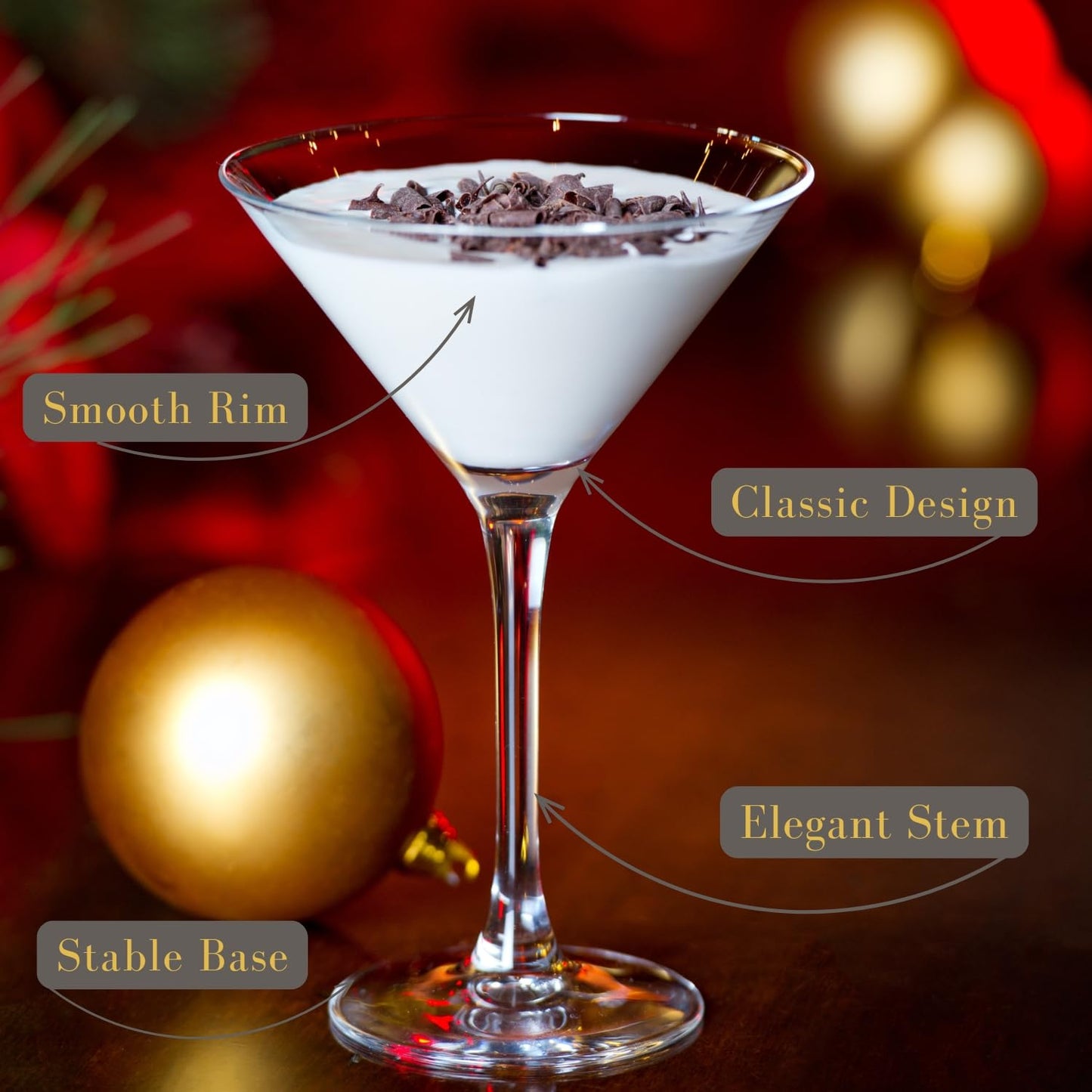 Gala Houseware Martini Set of 6 – 9 oz Cocktail & Barware, Margarita & Dessert Cups