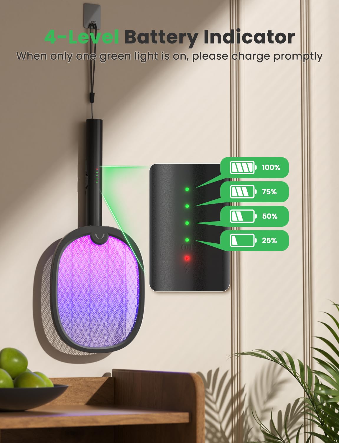 YISSVIC Fly Swatter Electric Bug Zapper Racket 4000 Volt Rechargeable Fly Zapper Indoor Outdoor Dual Modes with Attractant Light (Black 2 Pack)