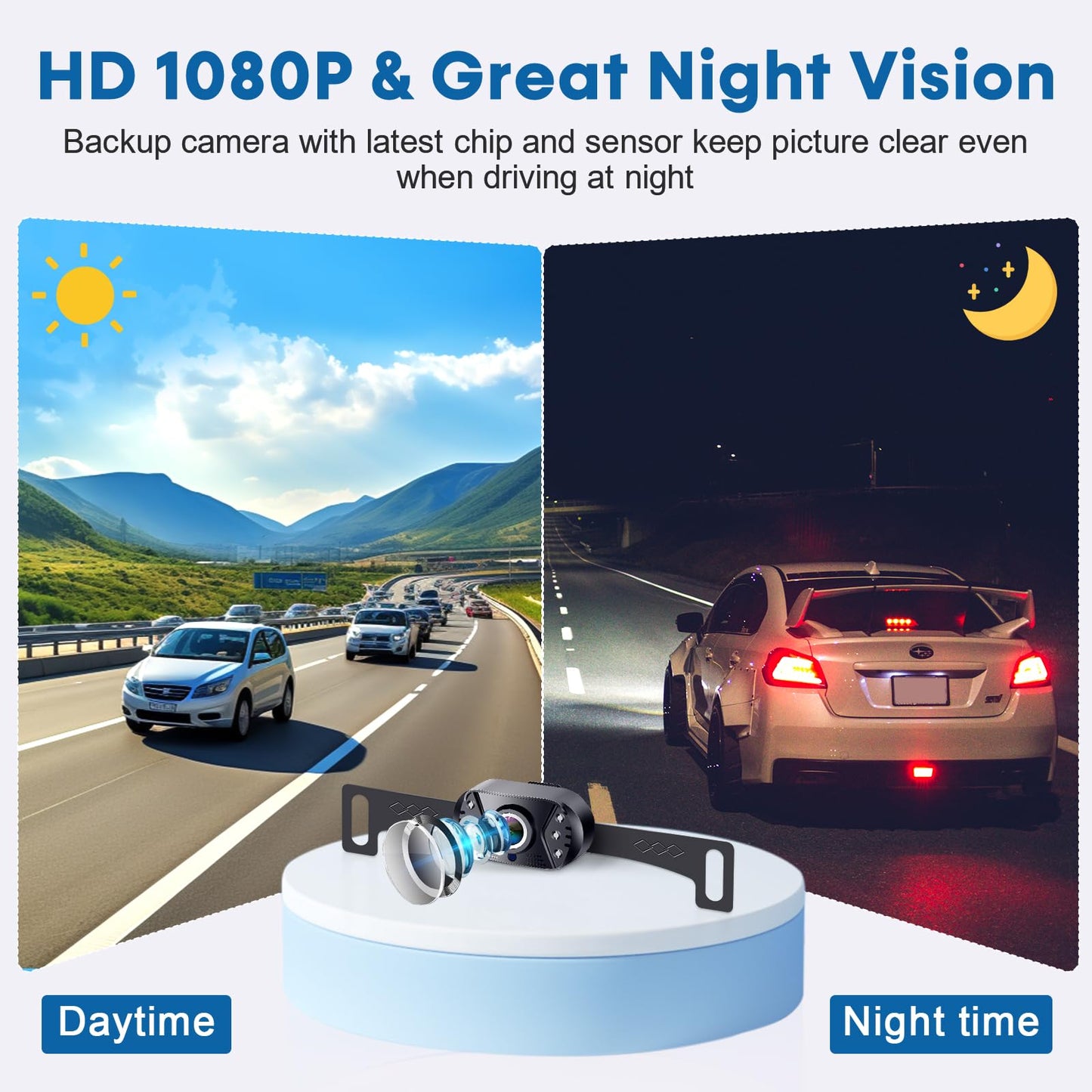 7-Inch Backup Camera for Car, Truck, SUV - HD 1080P Rear View System, IP69K Waterproof, Night Vision, 150° Wide Angle, Easy Installation by Yakry