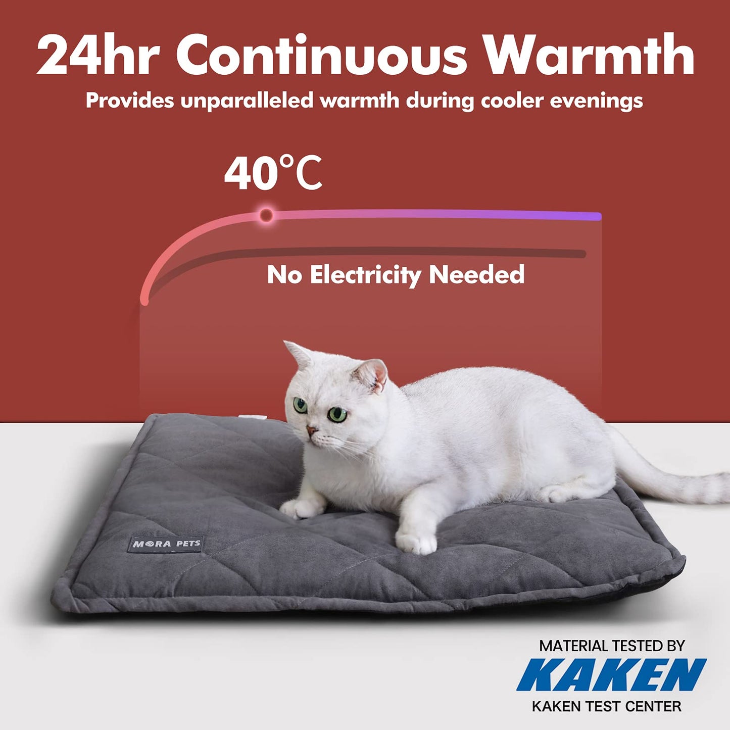 Mora Pets Self Heating Cat Bed Self Warming Cat Pad Ultra Warm Thermal Cat Mat 24 x 18 Inches Removable Cover Outdoor Indoor for Cats and Small Medium Dogs Machine Washable