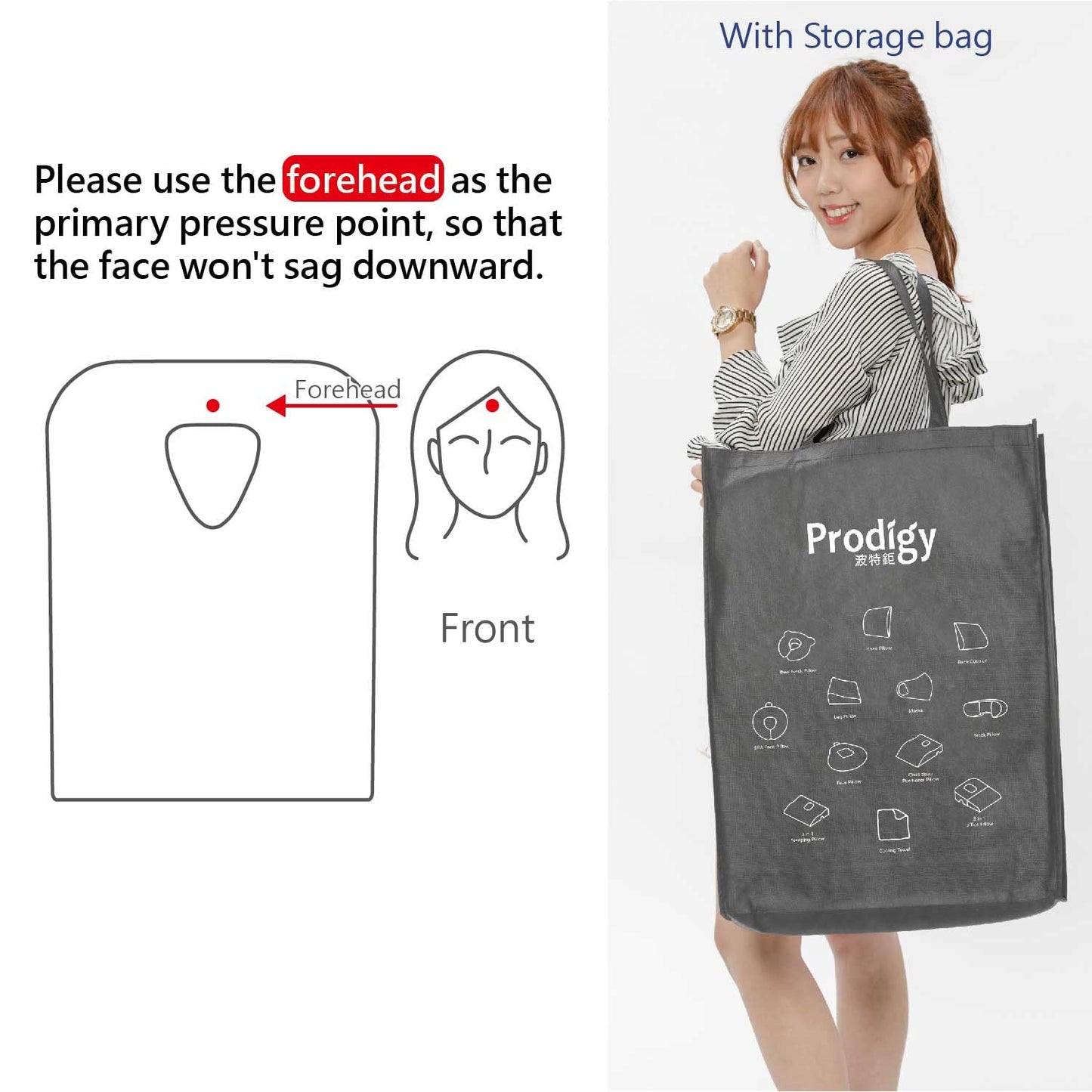 ProdigyTW 3 in 1 Face Down Pillow, Massage Pillow face Down, Wedge Pillow for Sleeping, Prone Pillow,Massage Table Portable,Removable Cover (2 Colors)