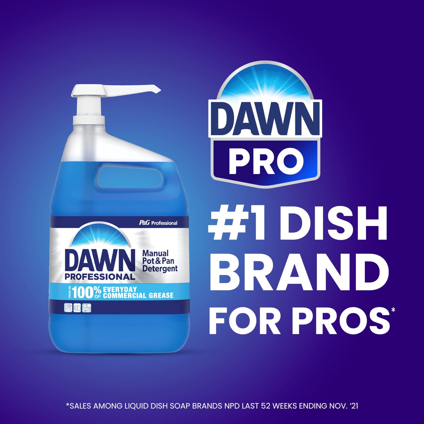 Dawn Professional Manual Pot and Pan Detergent, Bulk Liquid Dish Soap For Commercial Kitchens, For Everyday Grease in 3-Comp Sinks, 2 count (3.78 L Each) with 1 Pump