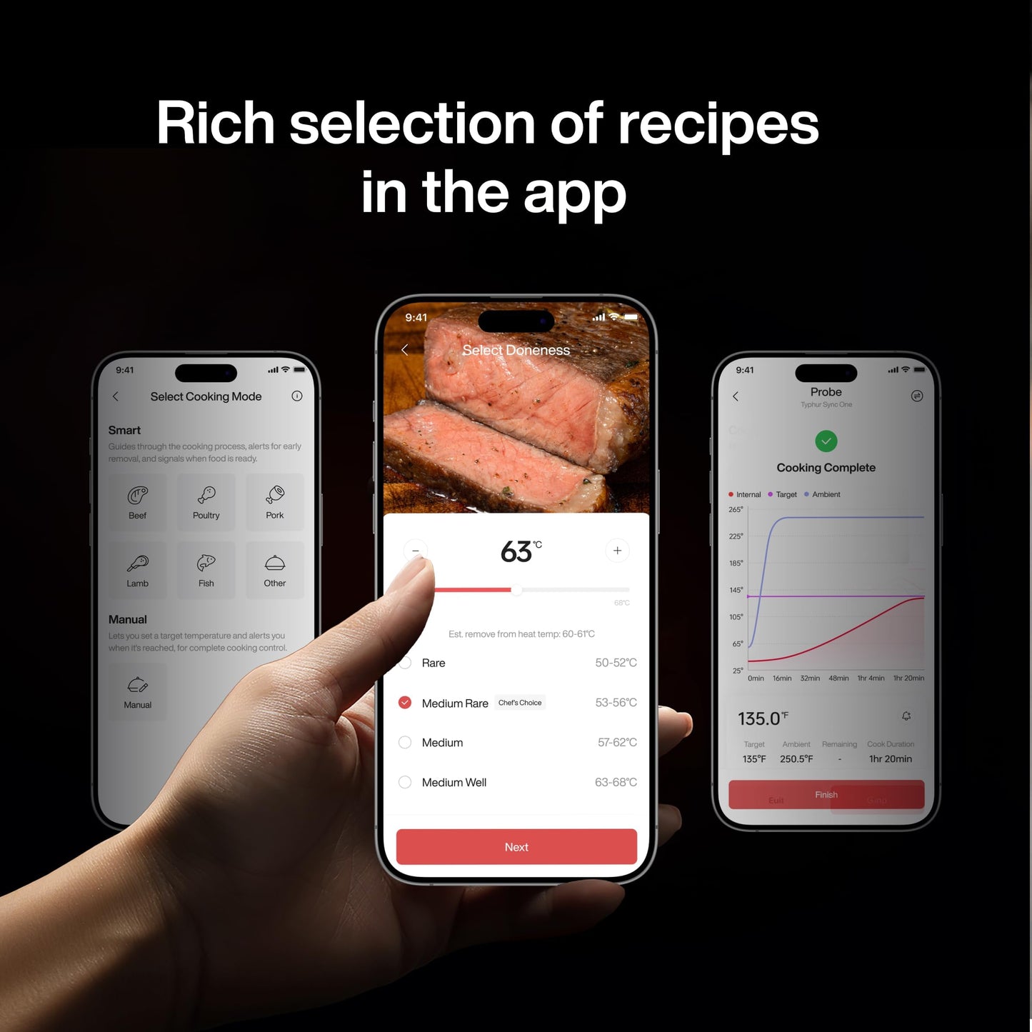 Typhur Sync One Meat Thermometer, Wireless Cooking with Base, WiFi & Bluetooth, Designed for Grilling and Baking Perfection