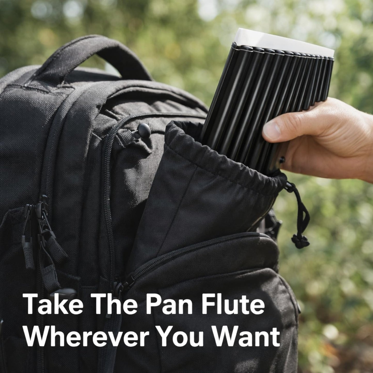 Pan Flute 16 Pipes C Key ABS for Beginners Kids Adults Students Teachers with Carry Bag and Manual (Black)
