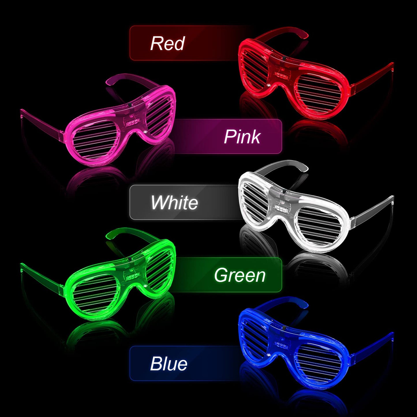 30 Pack LED Glasses Neon glow in the dark party supplies Favor for Kids Adult Glow sticks Light Up Glasses